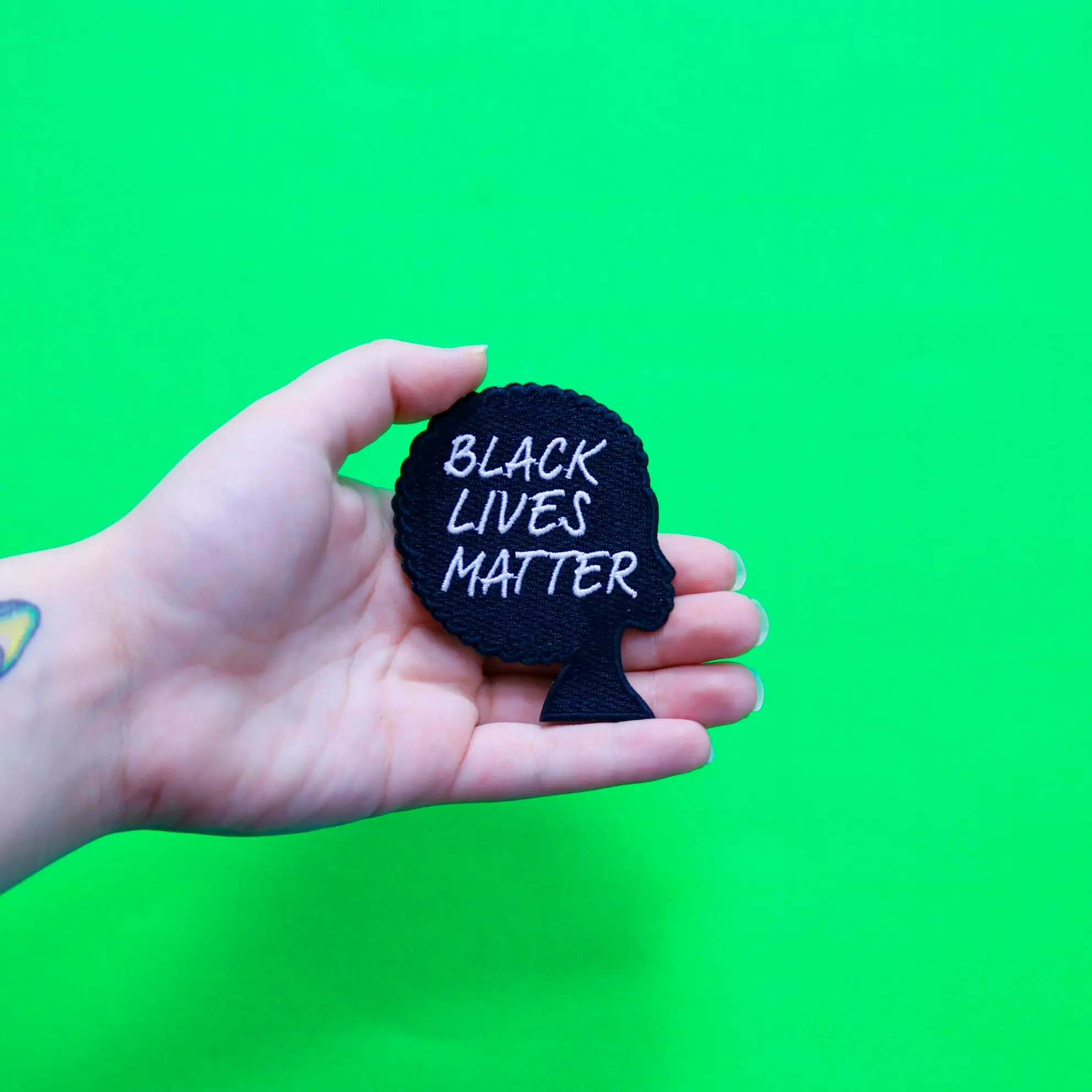 Black Lives Matter Girl Silhouette Embroidered Iron On Patch - Image 2