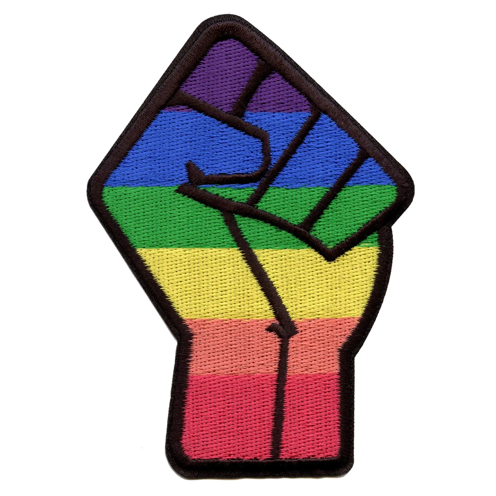 BLM Gay Pride Fist Embroidered Iron On Patch - Die Cut