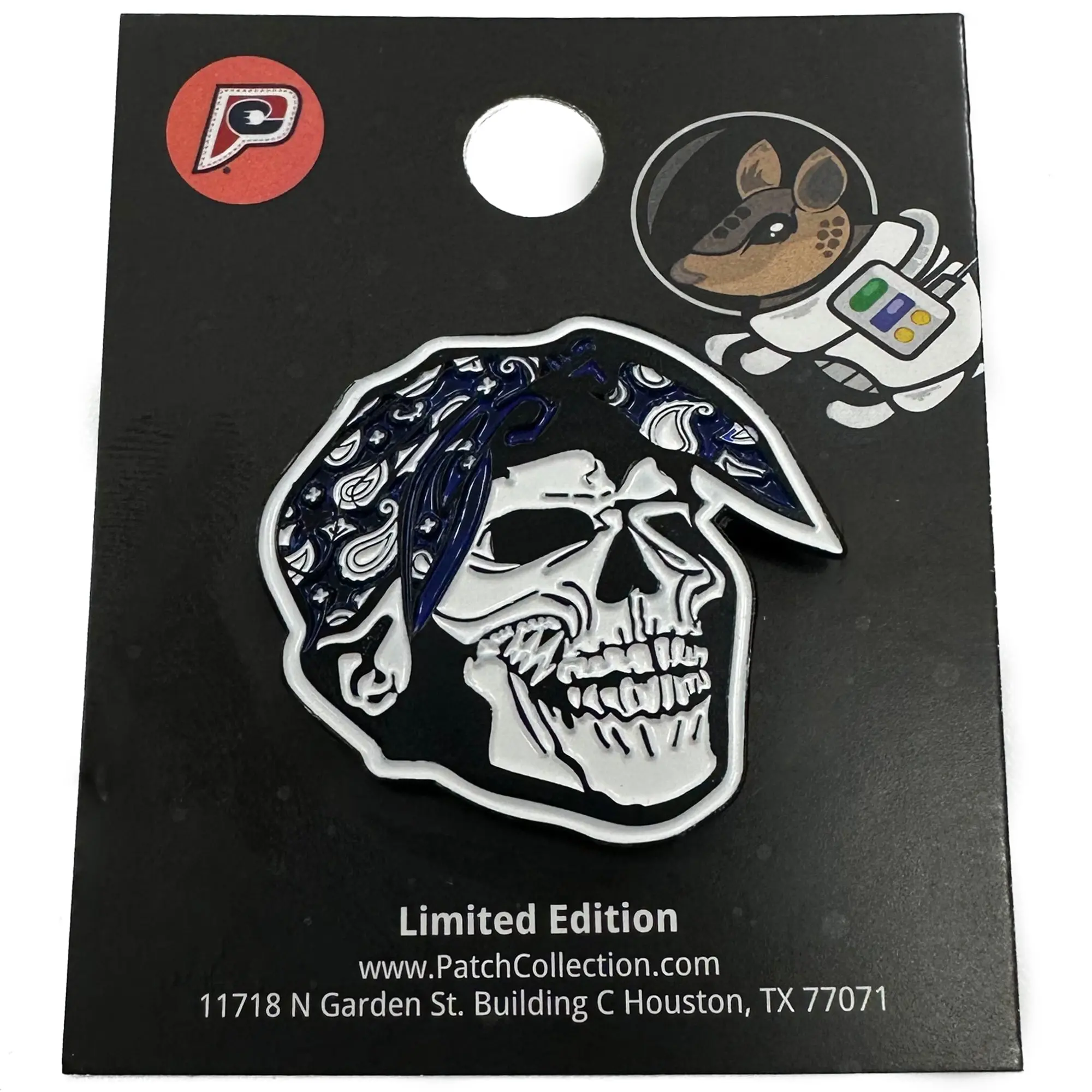 Blue Bandana Skull West Coast Rapper Enamel Pin - Image 2