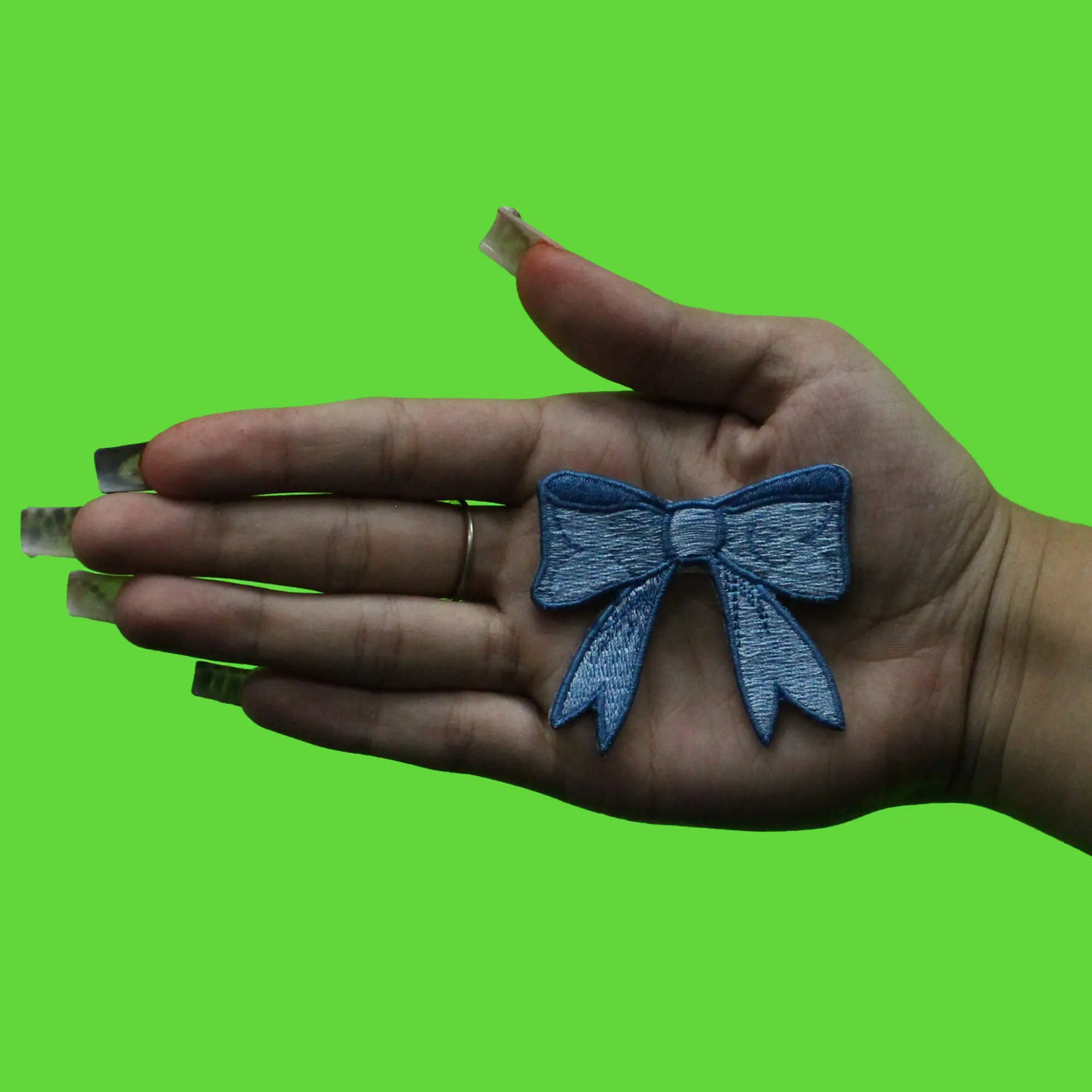 Blue Bow Ribbon Patch Coquette Soft Girl Embroidered Iron On - Image 2