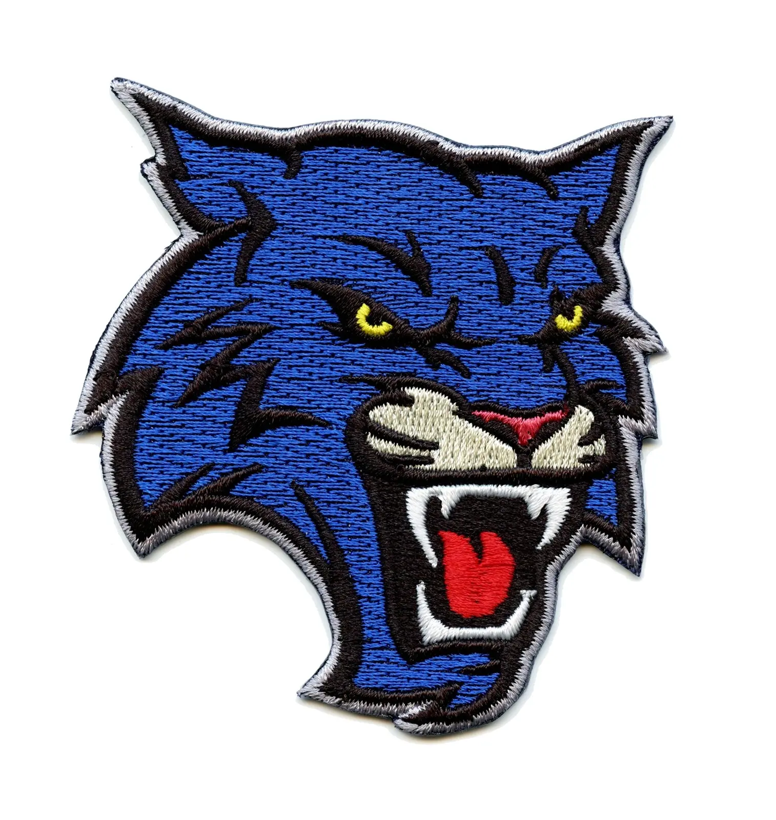 Blue Wildcat Head Embroidered Iron-on Patch