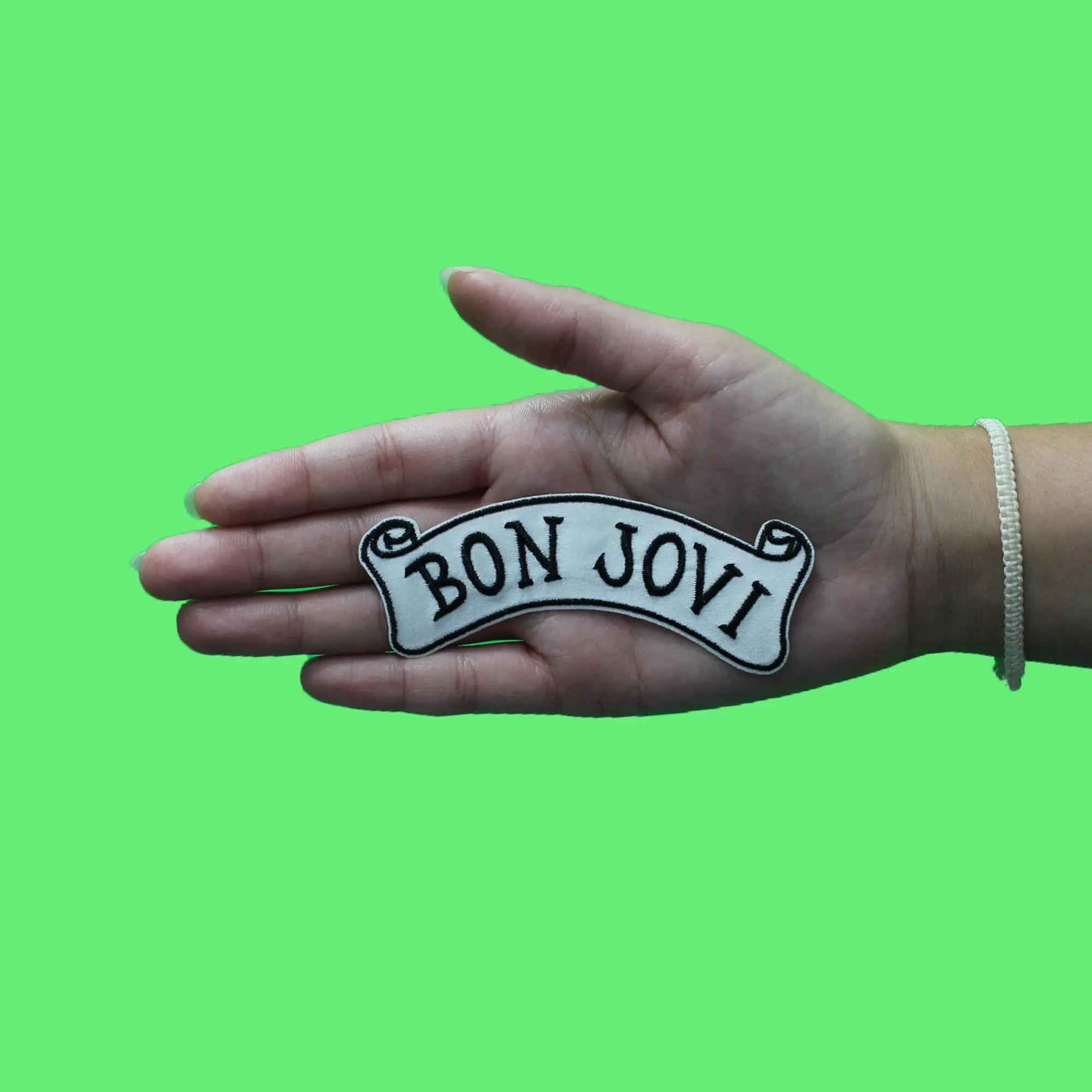 Bon Jovi Banner Logo Patch Script Tattoo Embroidered Iron On - Image 2