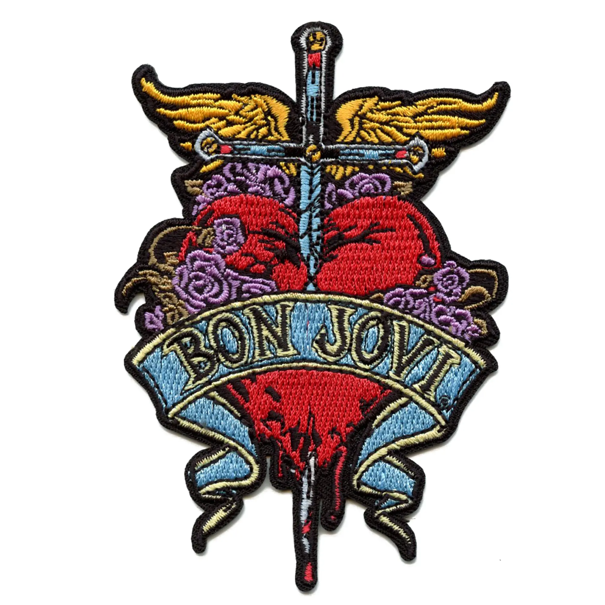 Bon Jovi Heart & Dagger Patch Wings Sword Roses Embroidered Iron On