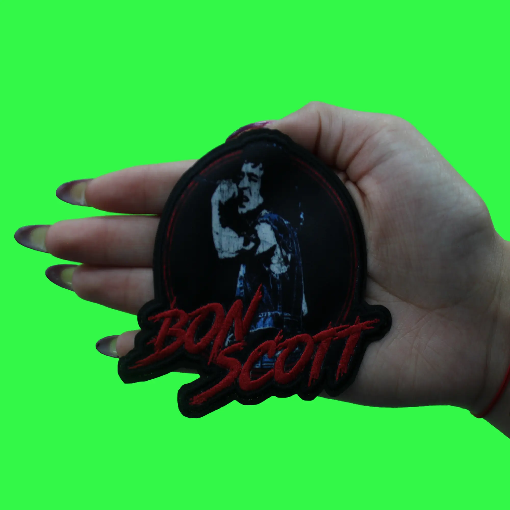 Bon Scott Singing Patch ACDC Rock Band Sublimated Embroidered Iron On - Image 2