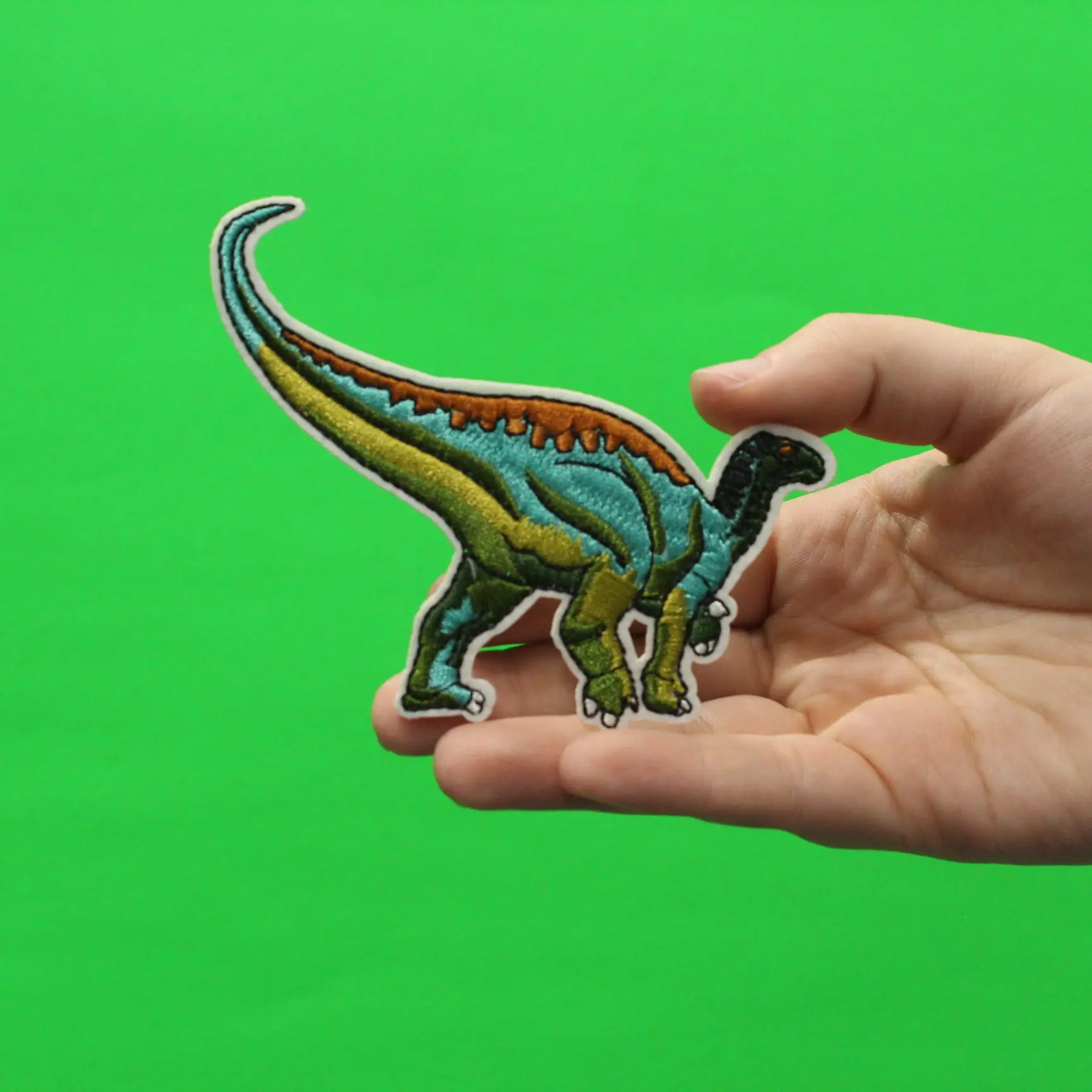 Brontosaurus Walking Away Multicolored Dinosaur Embroidered Iron on Patch - Image 2