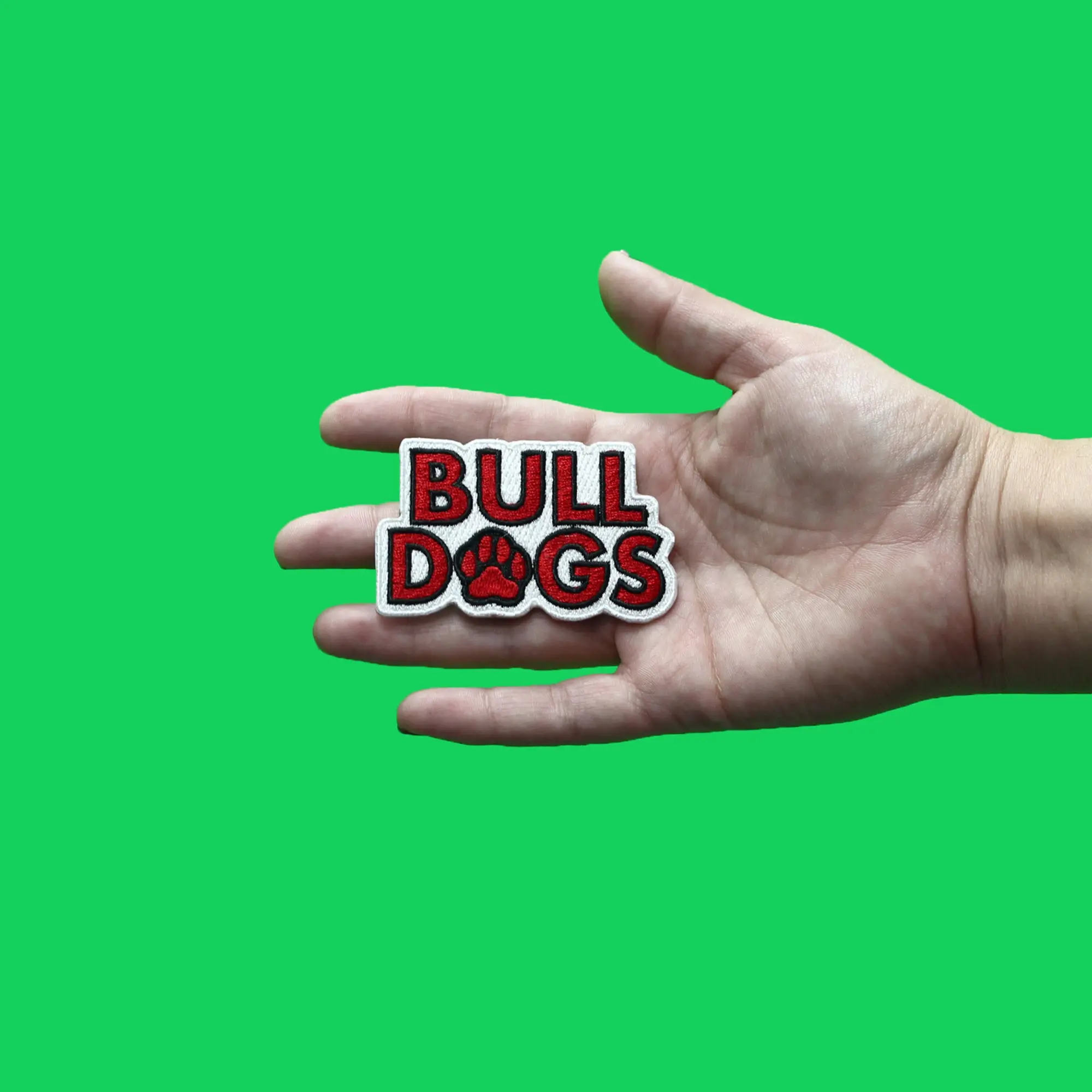Bulldogs Paw Print Patch Football Fan Embroidered Iron On - Image 2