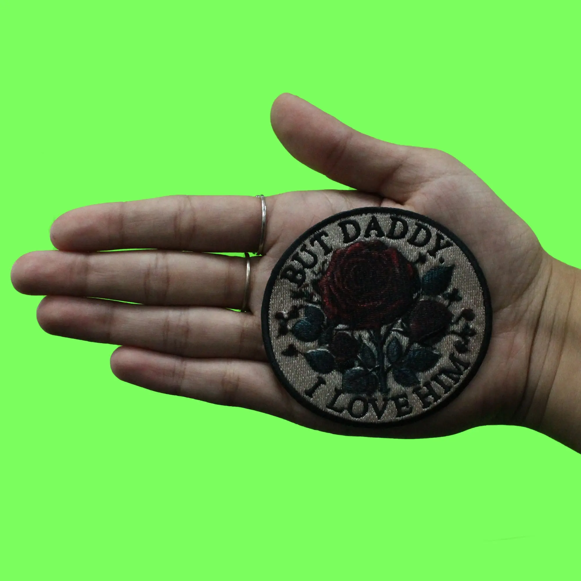 But Daddy I Love Him Patch Rose Flower Eras Embroidered Iron On - Image 2