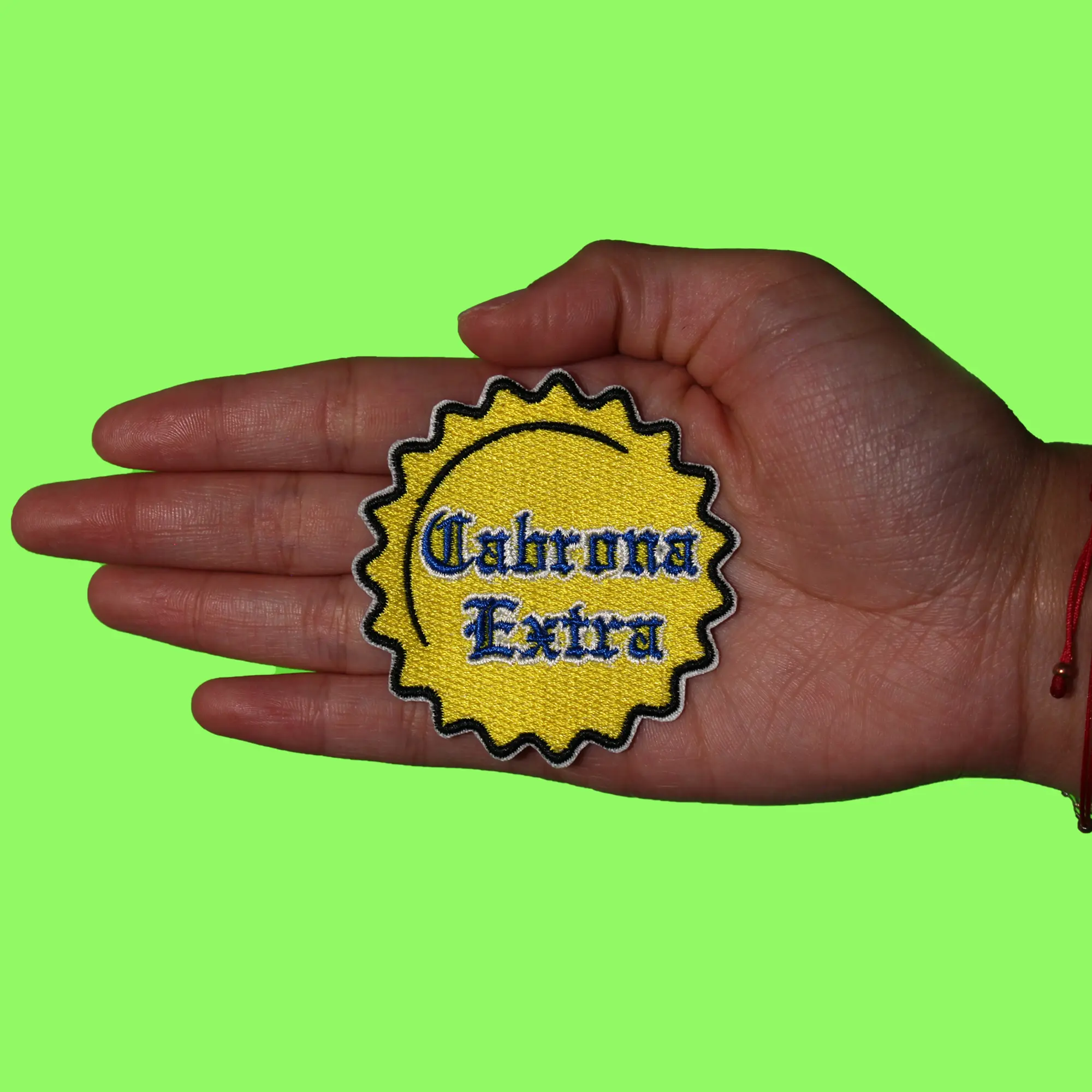 Cabrona Extra Cerveza Patch Bottle Cap Parody Embroidered Iron On - Image 2