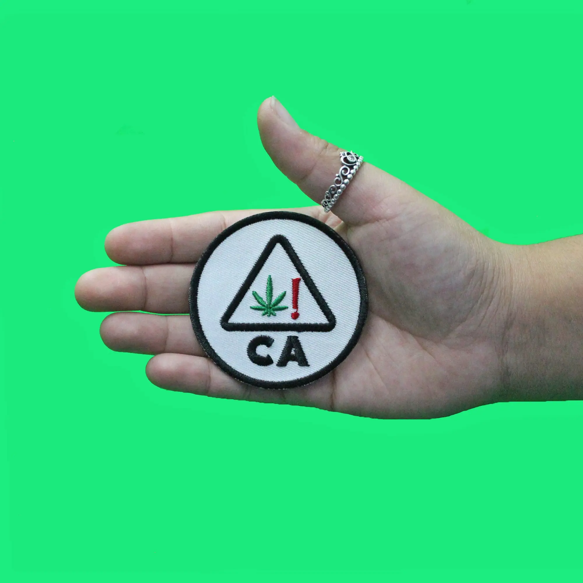 California Cannabis Warning Symbol Patch THC State 420 Embroidered Iron On - Image 2
