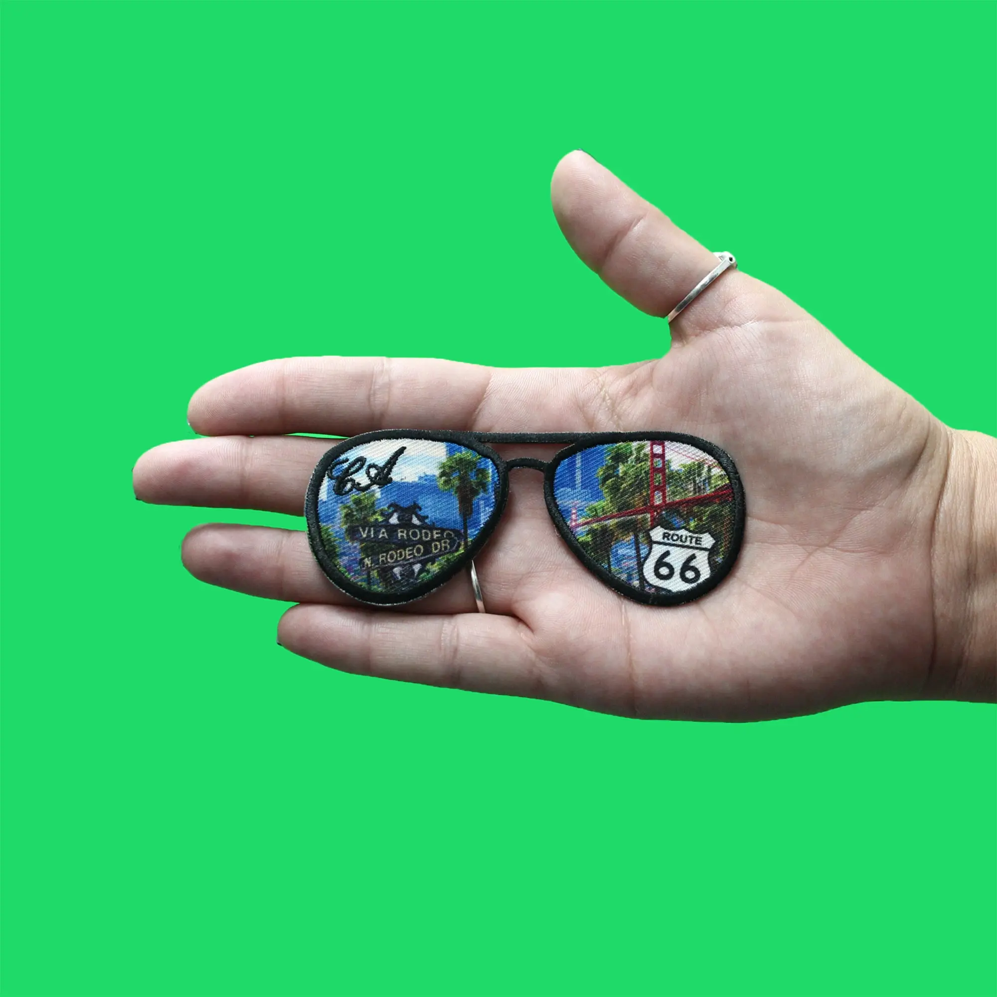 California Landmarks Sunglasses Patch Golden State Travel Embroidered Iron On - Image 2