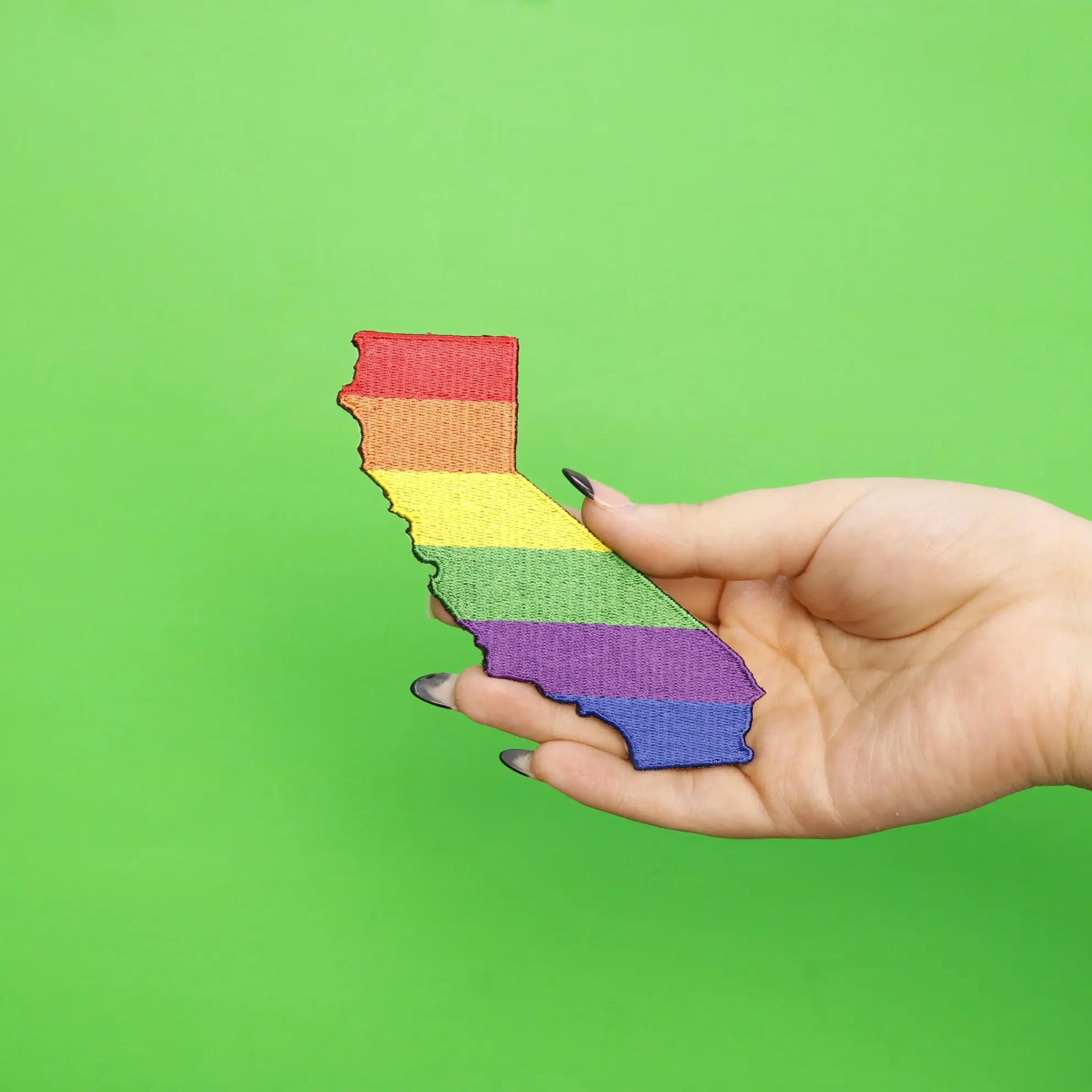 Rainbow California State Embroidered Iron On Patch - Image 2