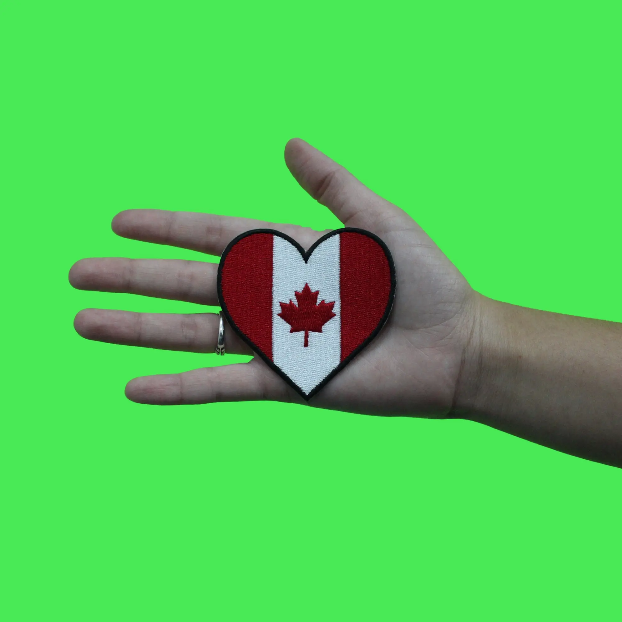 Canada Heart Flag Patch Country Love Pride Embroidered Iron On - Image 2