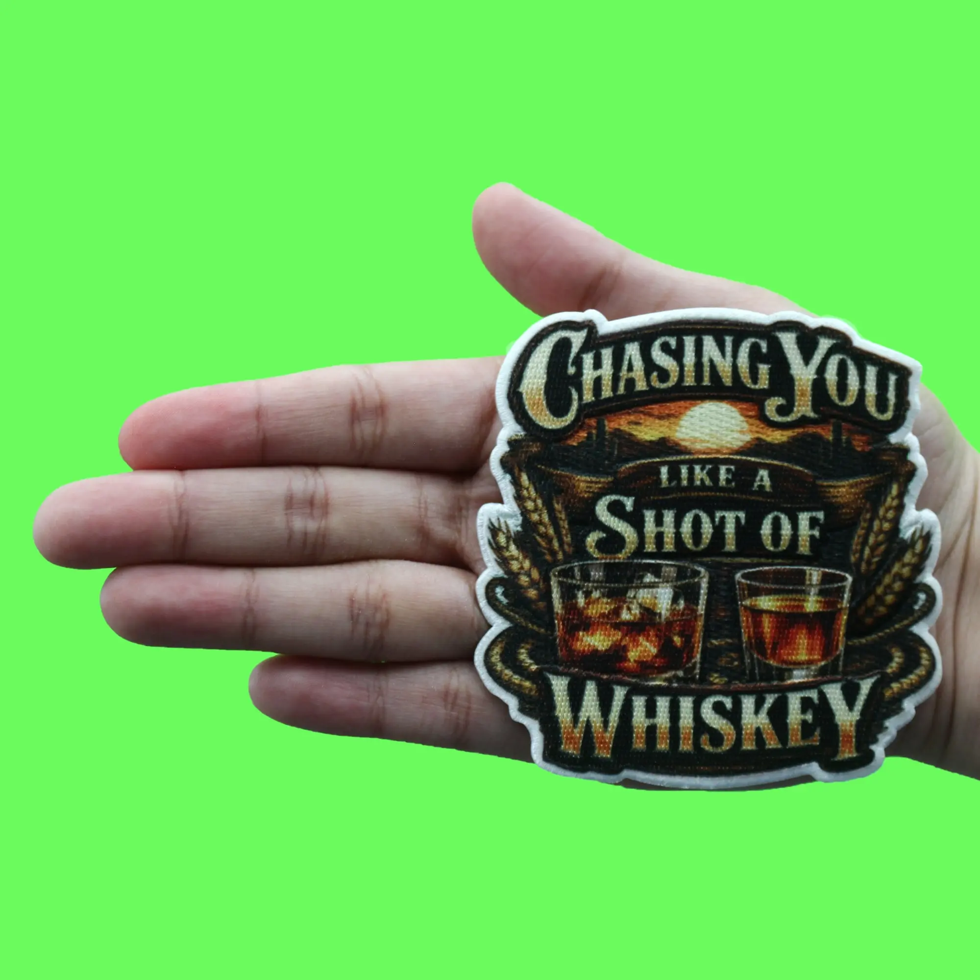 Chasing You Like A Shot Of Whiskey Patch Country Music Liquor Sublimation Iron On - Image 2