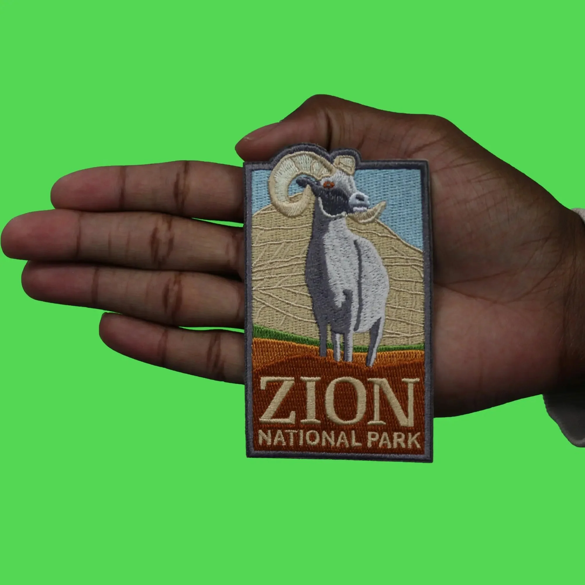 Zion National Park Travel Patch Utah Bighorn Embroidered Iron On - Image 3