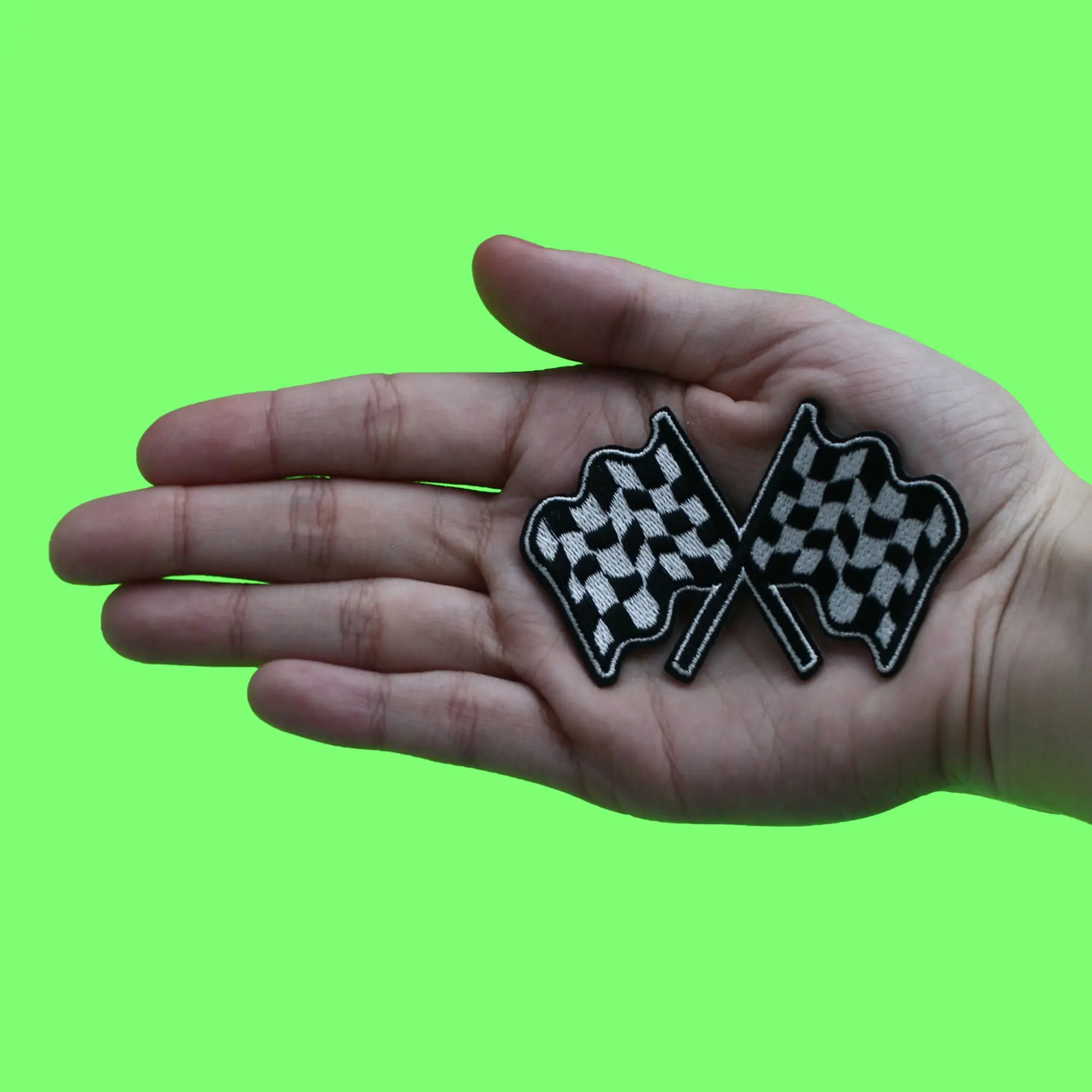 Checkered Flag Rally Patch Racing Car Marathon Embroidered Iron On - Image 2