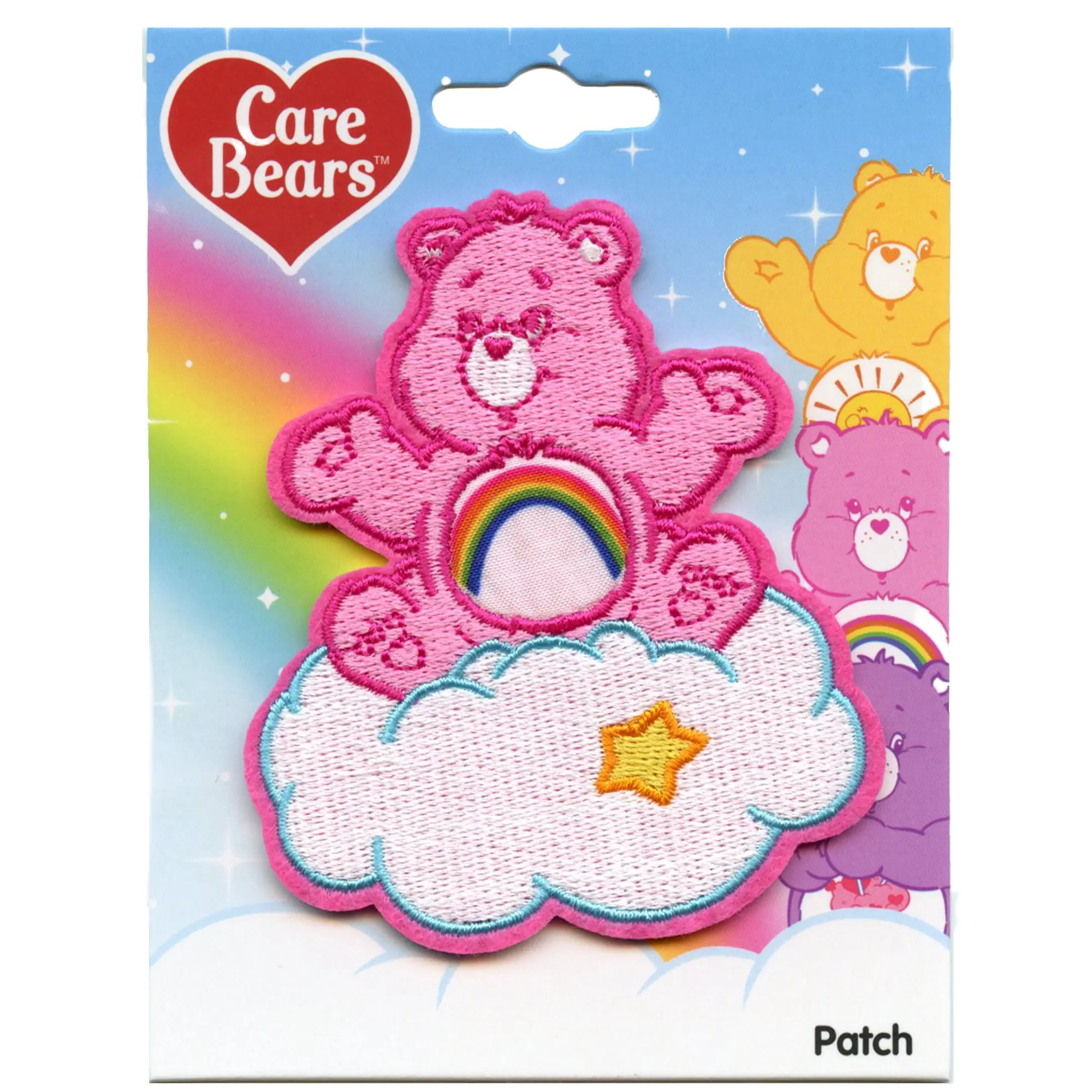 Cheer Care Bear Pink Patch Rainbow Kids Cartoon Embroidered Iron On - Image 2