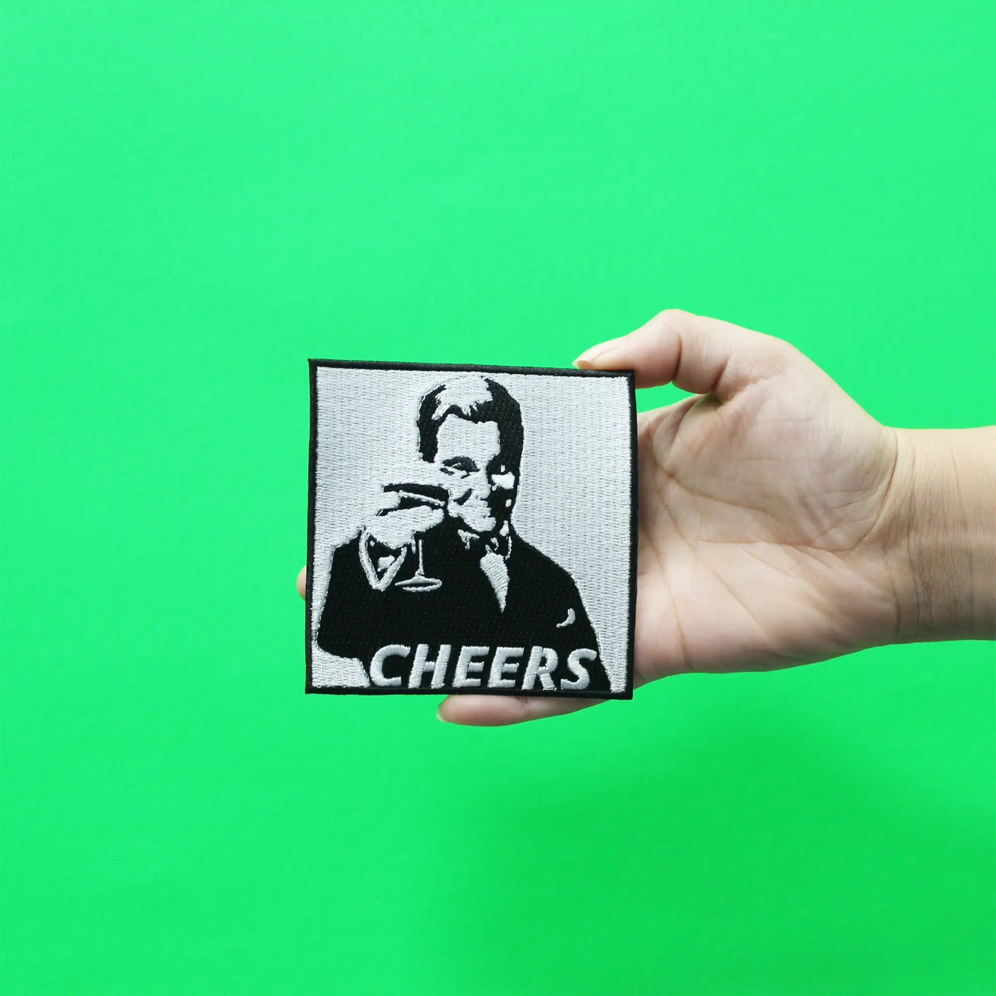 Cheers with Martini Meme Iron On Embroidered Patch - Image 2