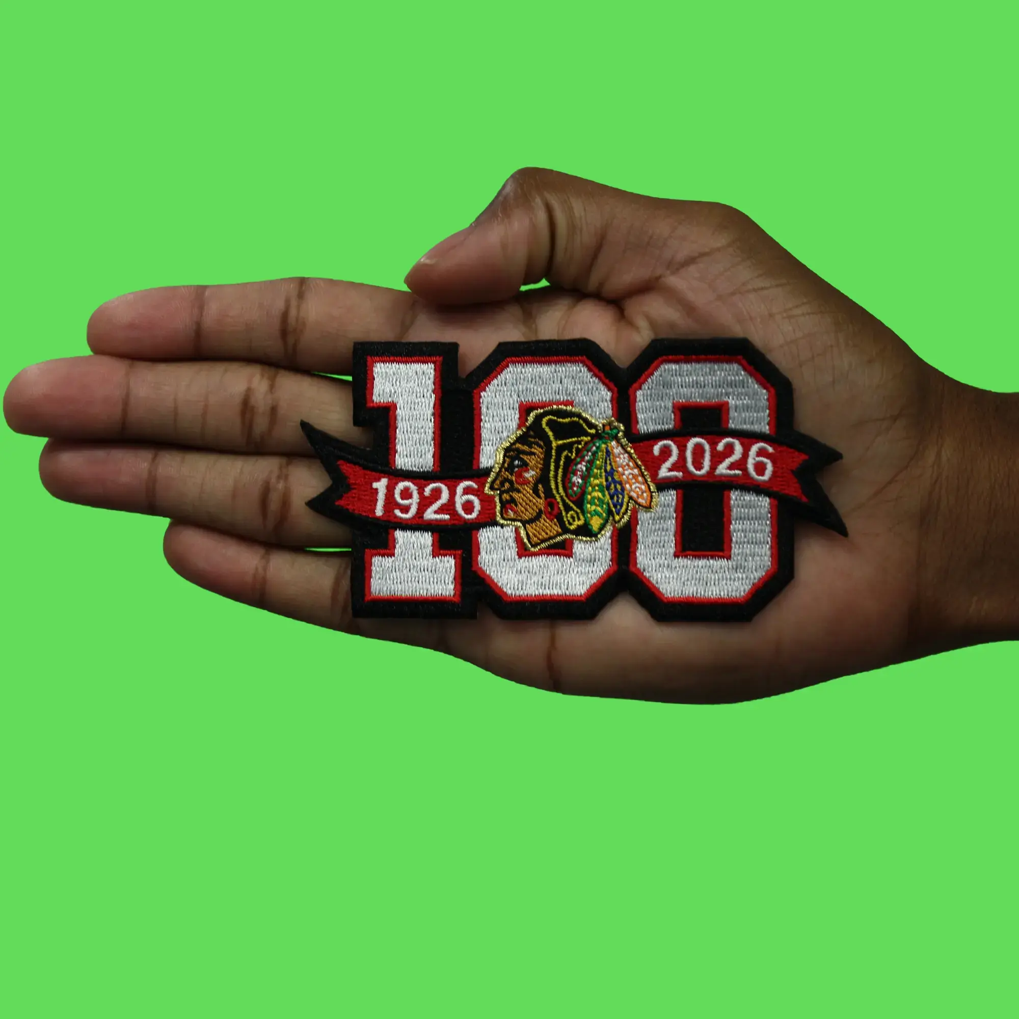 Chicago Blackhawks 100th Anniversary NHL Season Jersey Patch 2025-26 Embroidered - Image 3