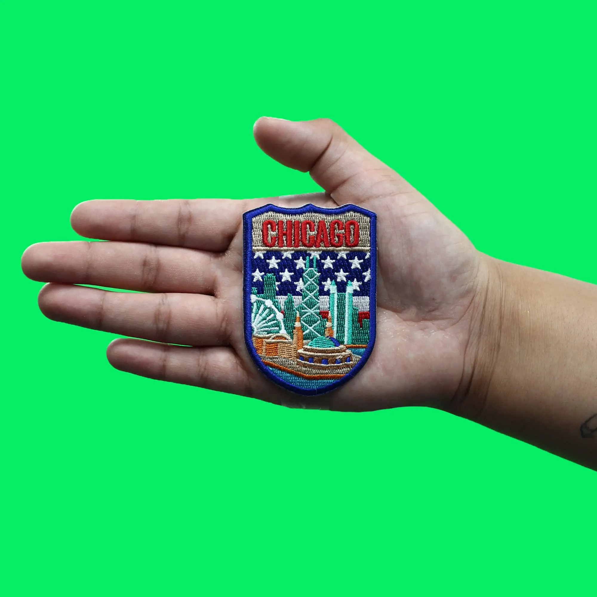 Chicago City Tourist Patch World Travel Badge Embroidered Iron On - Image 2
