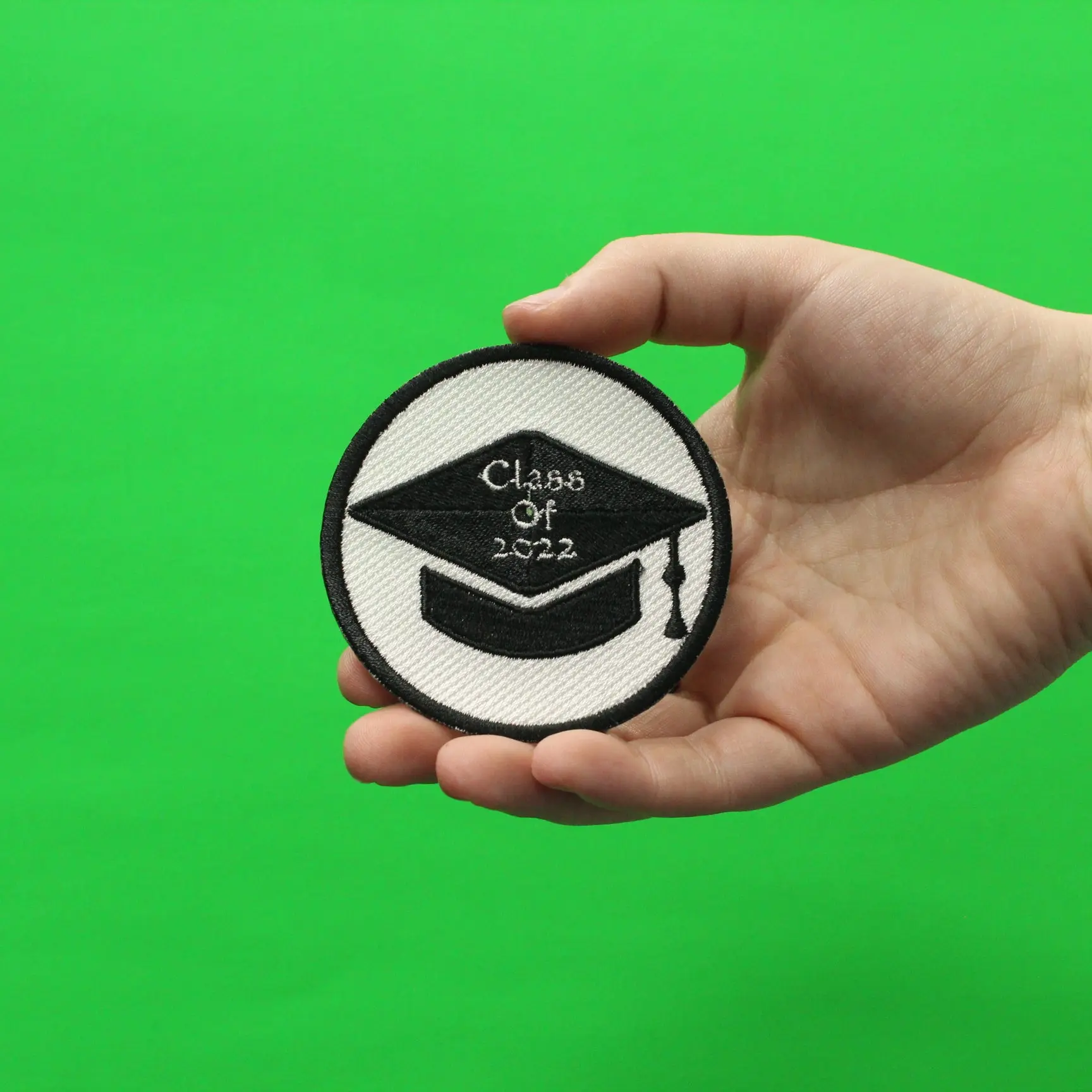 Class Of 2022 Script In Graduation Cap Round Embroidered Iron On Patch - Image 2