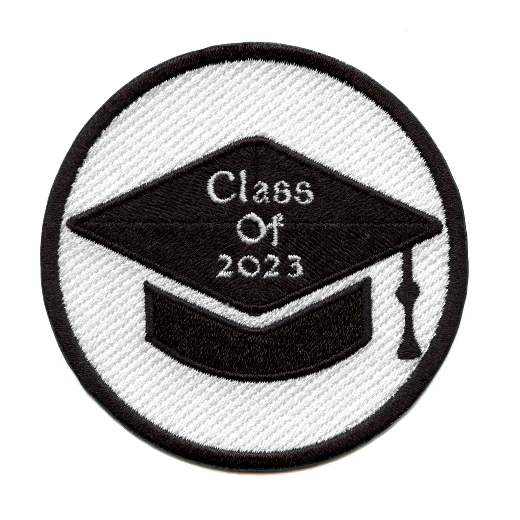 Class Of 2023 Patch Script In Graduation Cap Round Embroidered Iron On