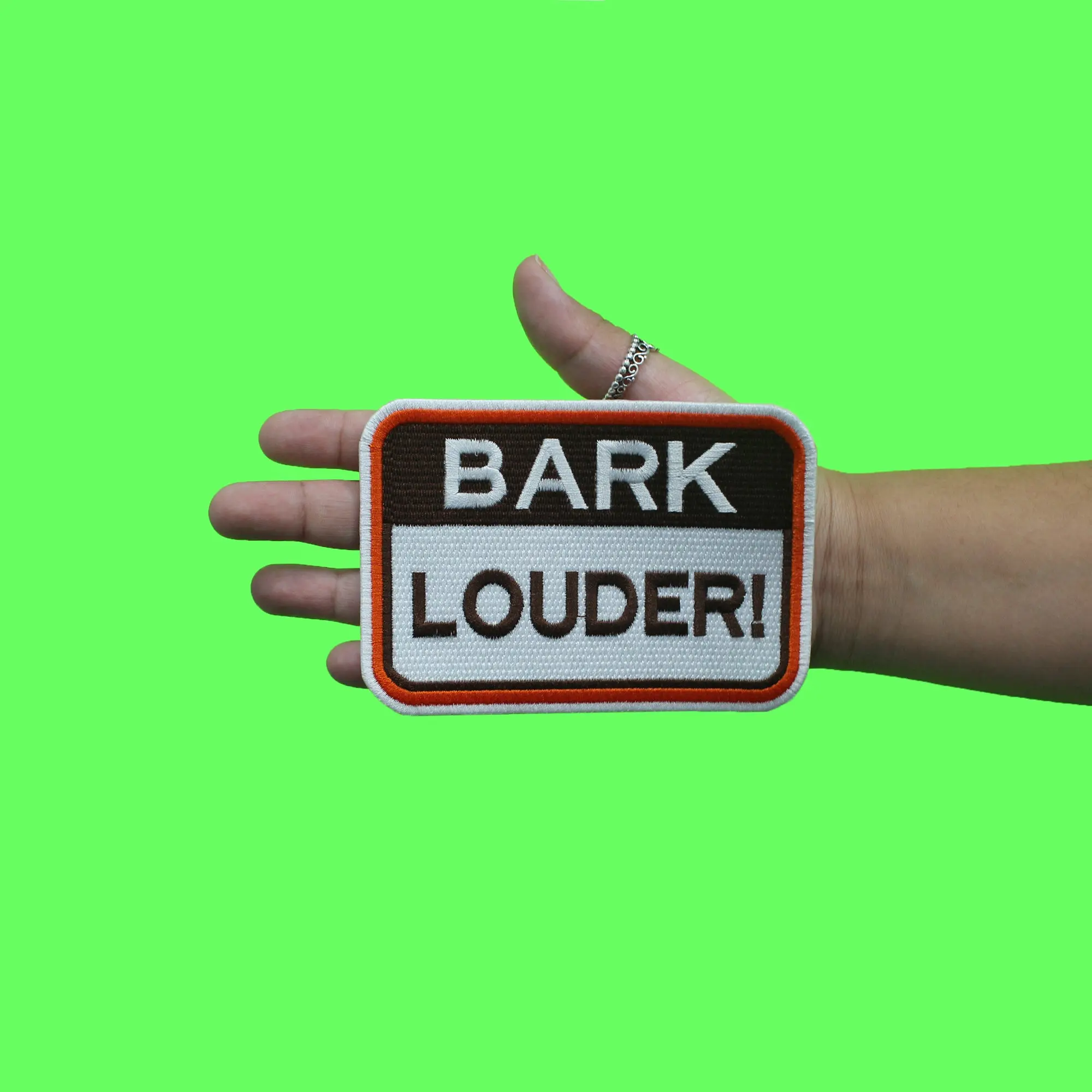 Cleveland Bark Louder Patch Ohio Football Spirt Sign Embroidered Iron On - Image 2