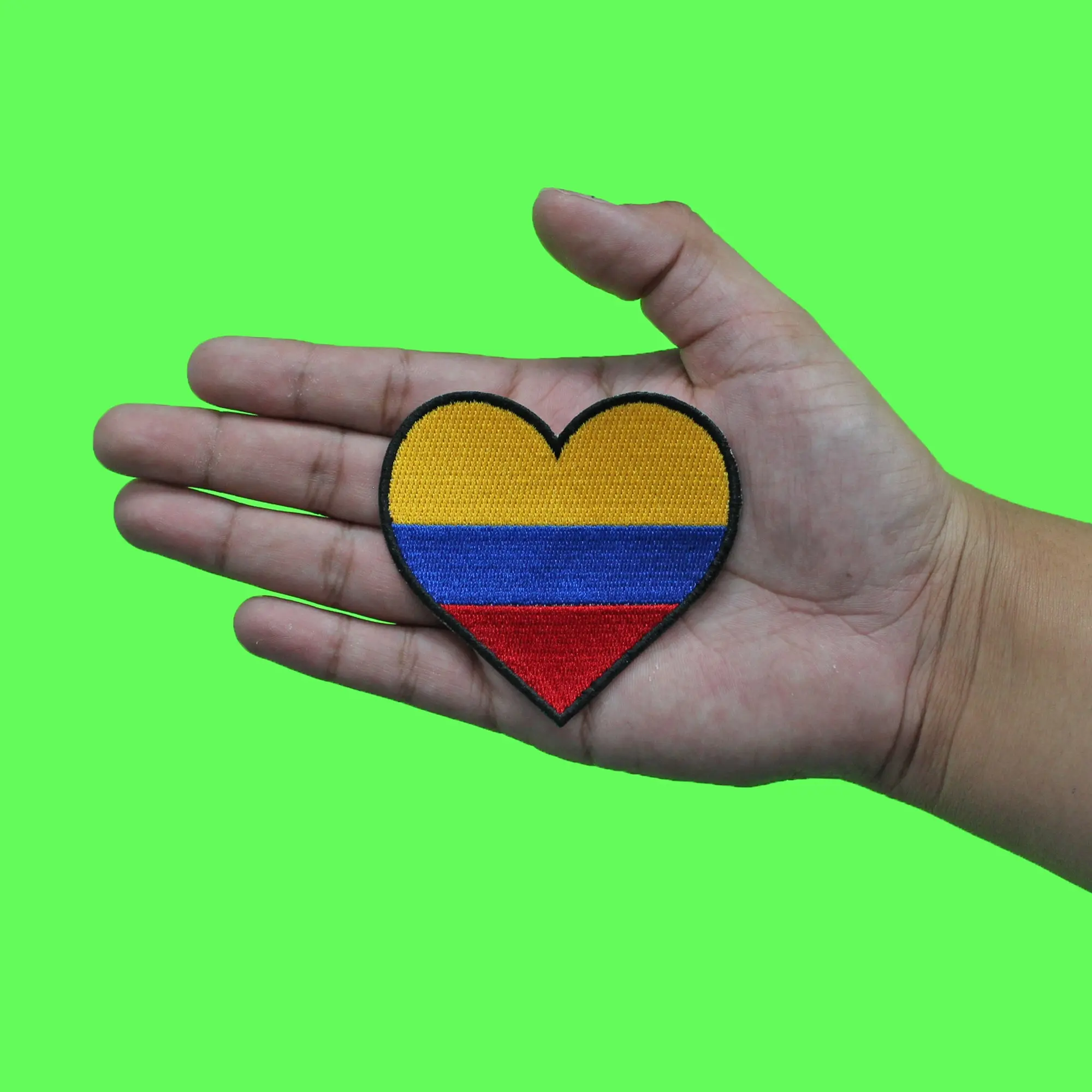 Colombia Country Flag Patch Heart Hispanic Culture Embroidered Iron On - Image 2