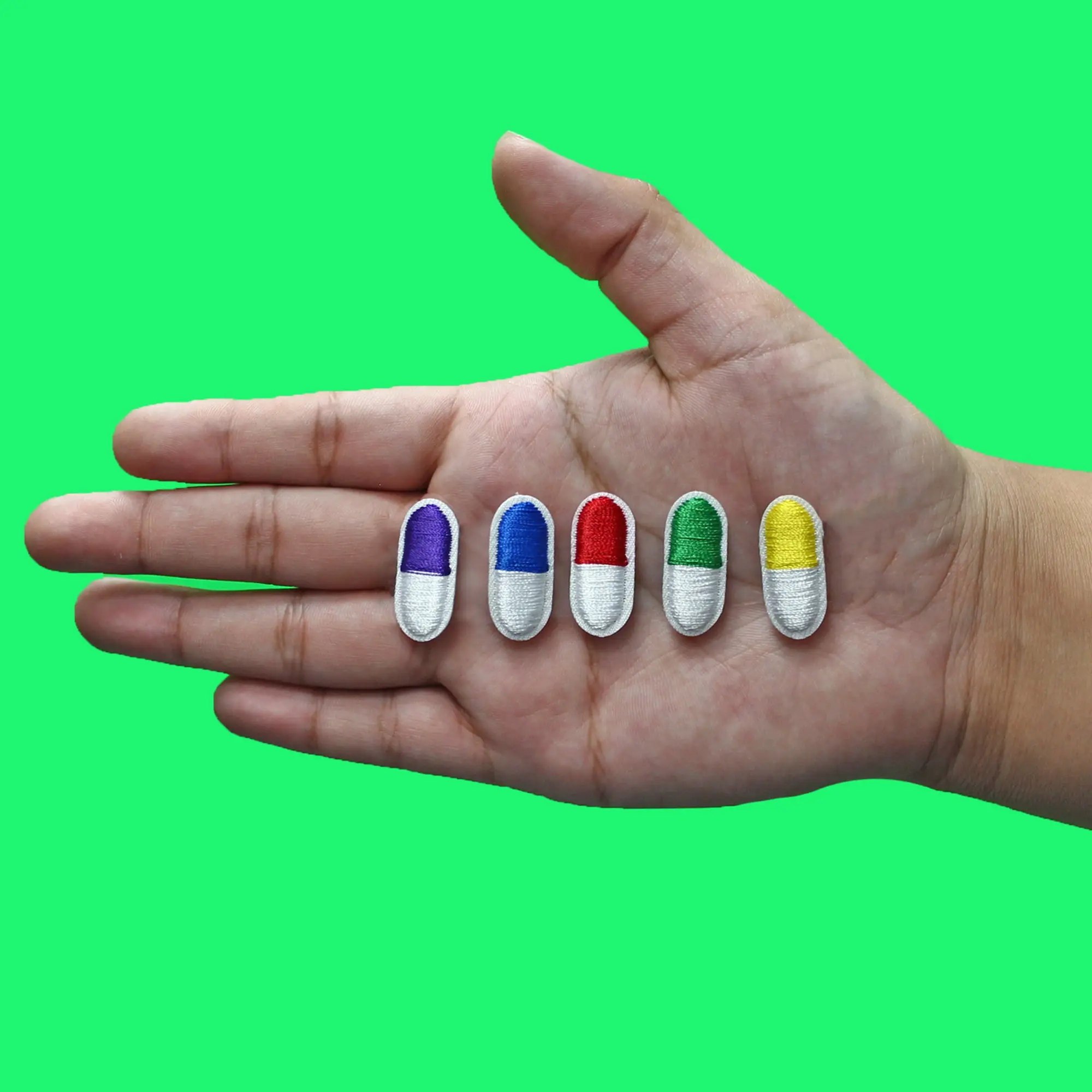 Colorful Pills Set Patch Medication 5 Piece Embroidered Iron On - Image 2