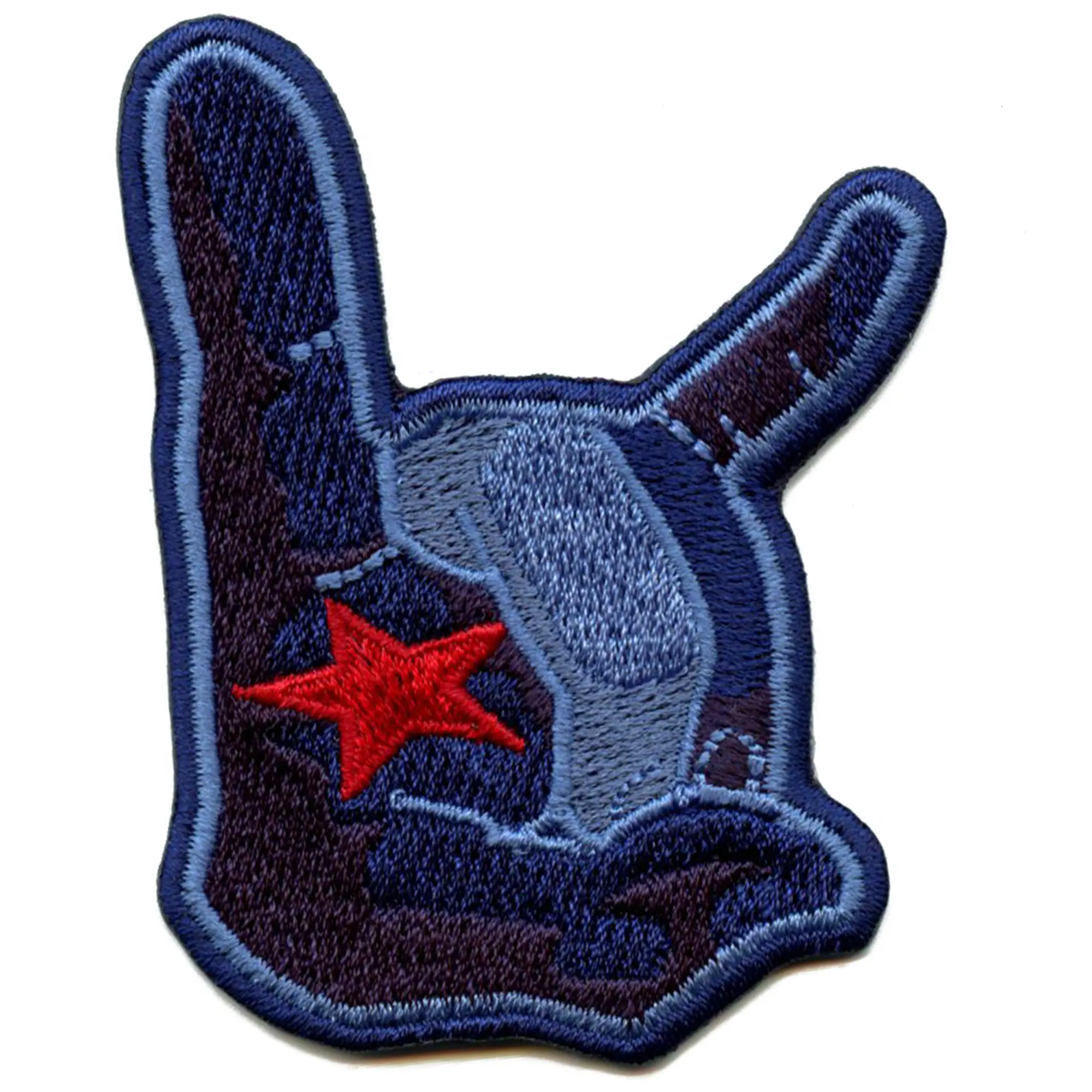 Houston Pride Texans Bull Hand Sign Patch The H Columbia Blue Embroidered Iron On - Image 2