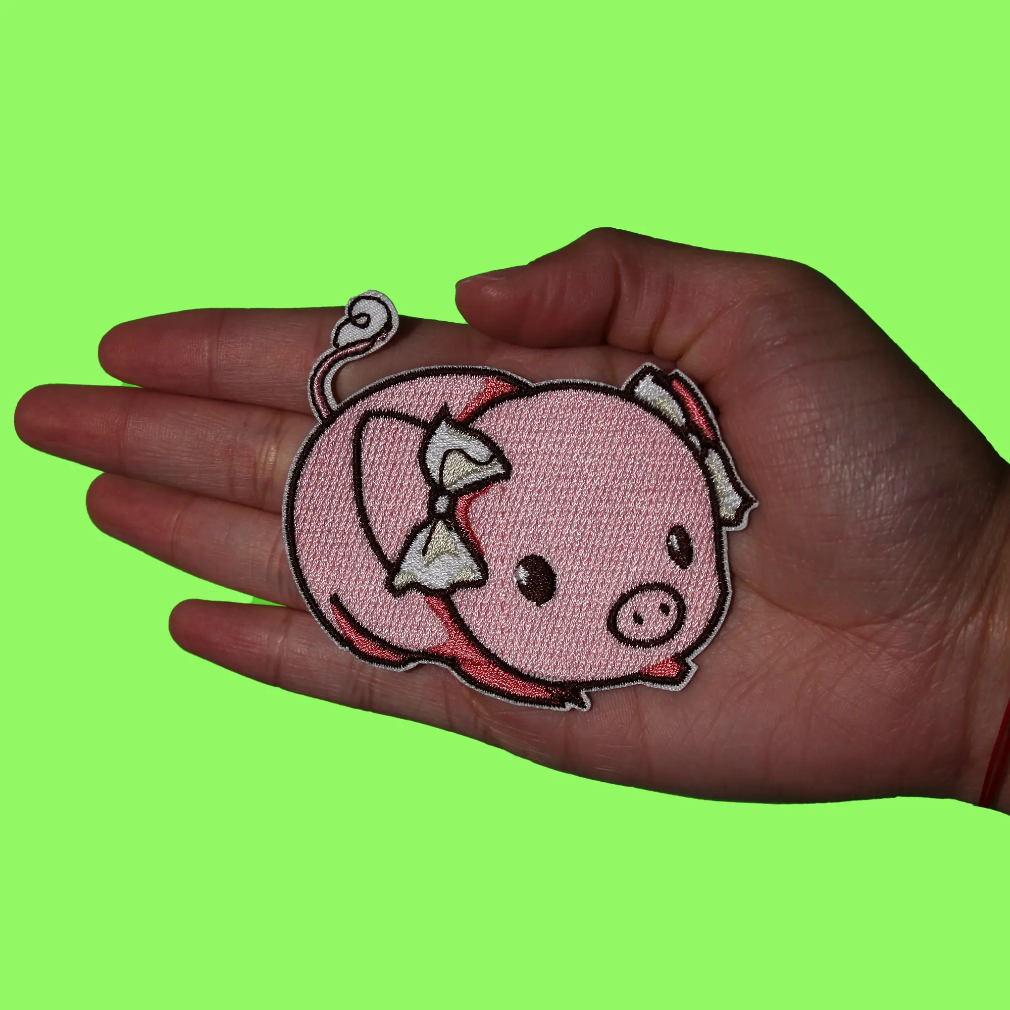 Coquette Girly Pig Patch Cute Cartoon Mammal Embroidered Iron On - Image 2