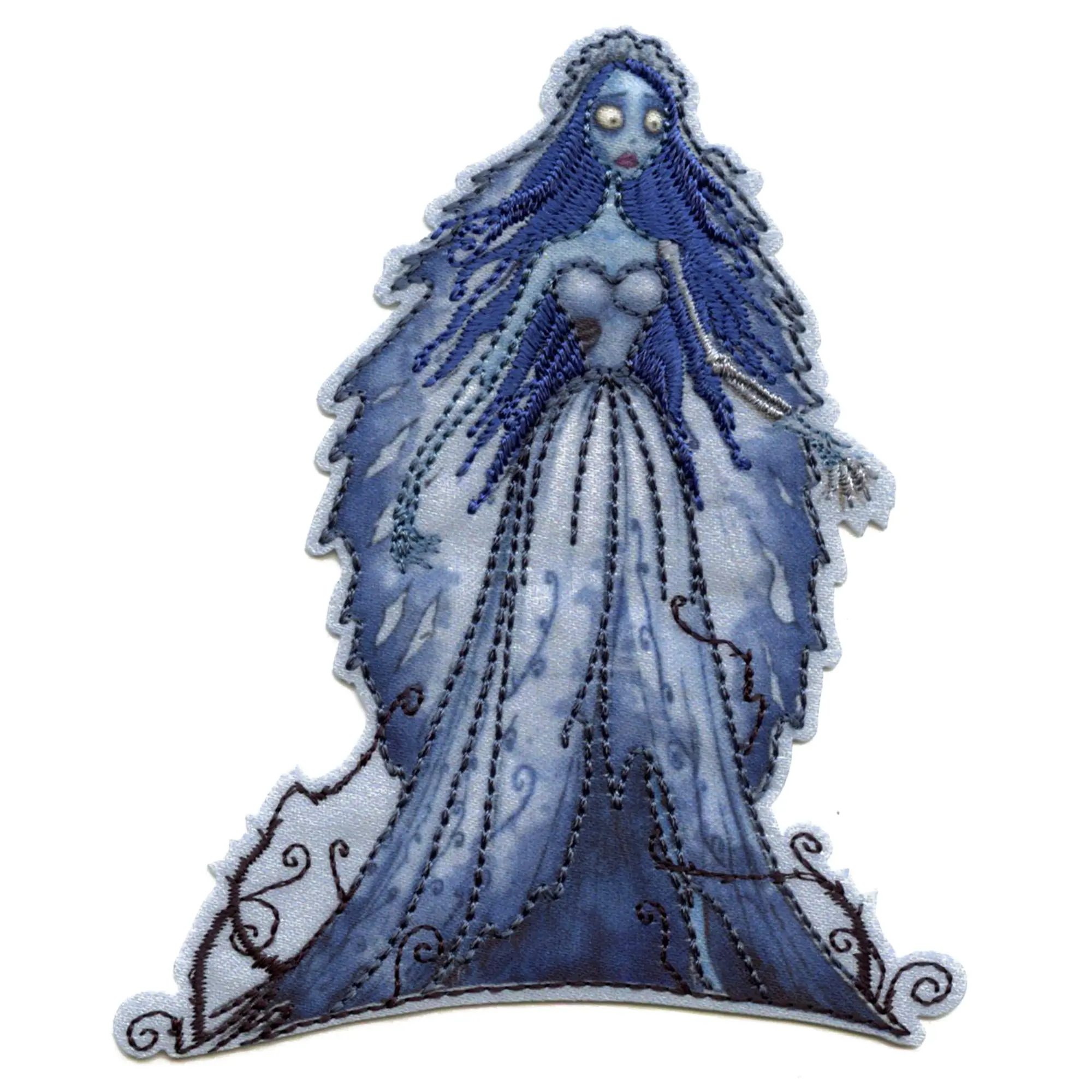 Corpse Bride Emily Wedding Dress Patch Tim Burton Cartoon Embroidered Iron On
