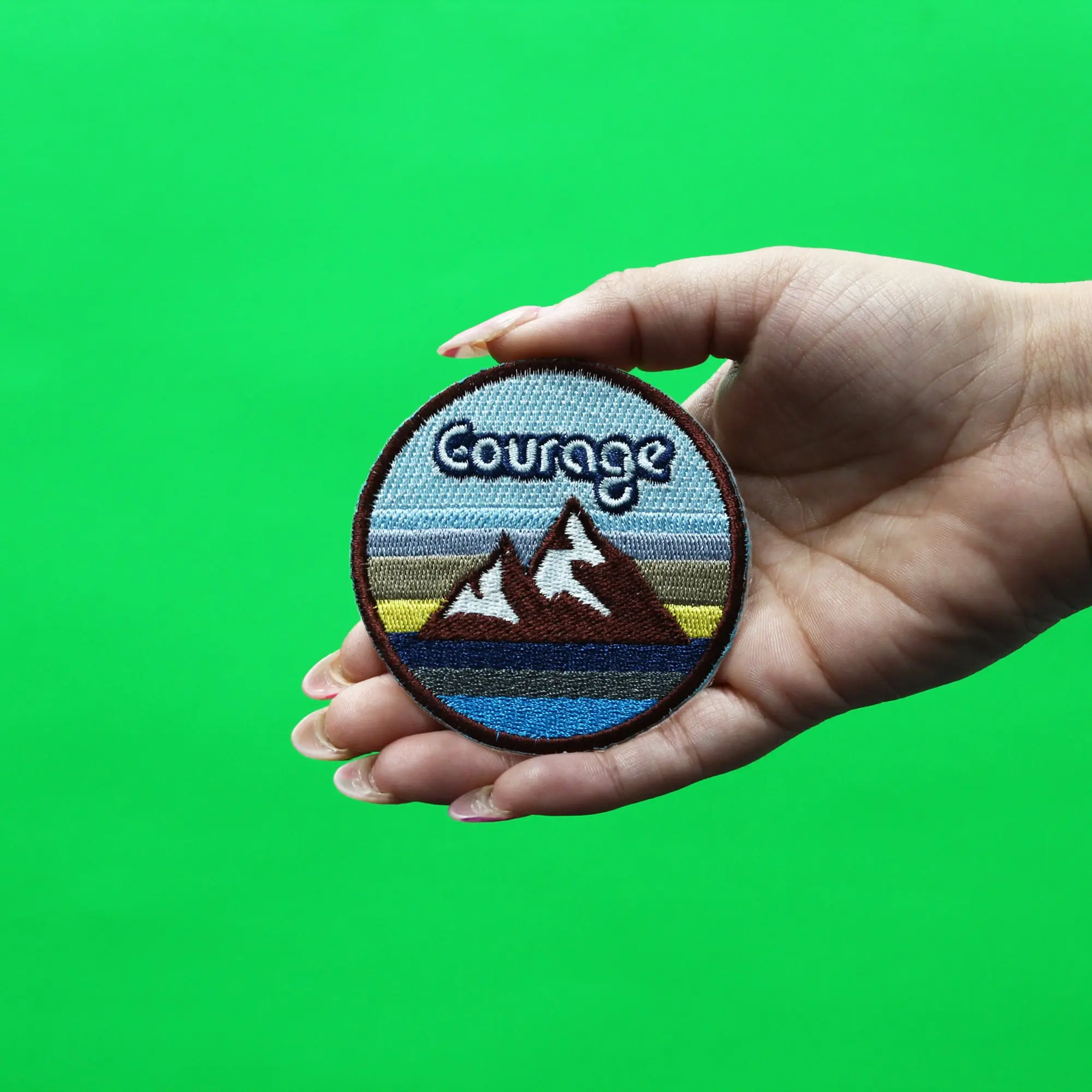 Courage Mountain Scene Patch Nature Badge Embroidered Iron-On - Image 2