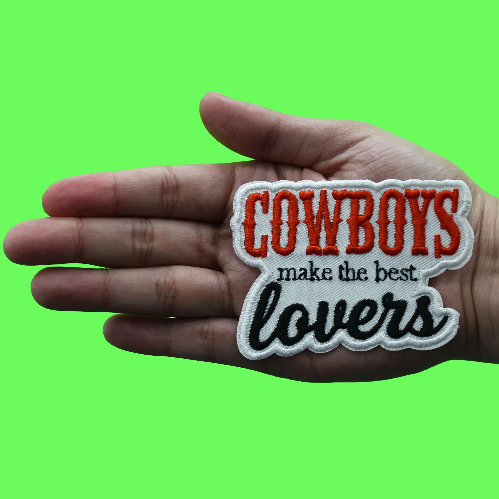 Cowboys Make The Best Lovers Patch Western Country Script Embroidered Iron On - Image 2