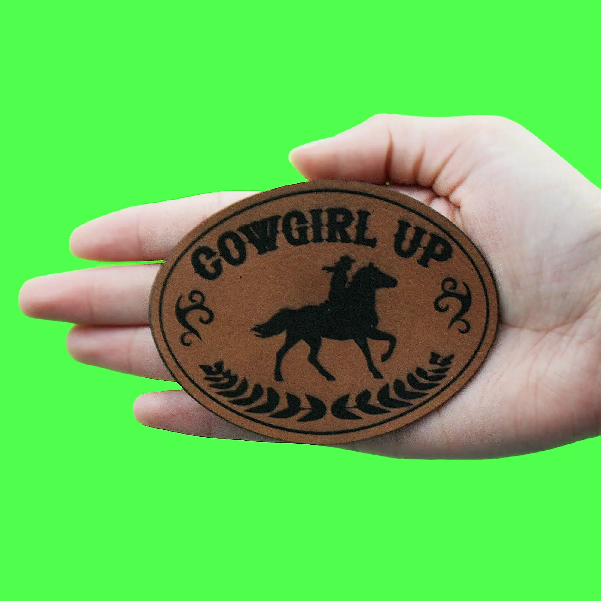 Cowgirl Up Patch Western Country Aesthetic Leather Sew On - Image 2