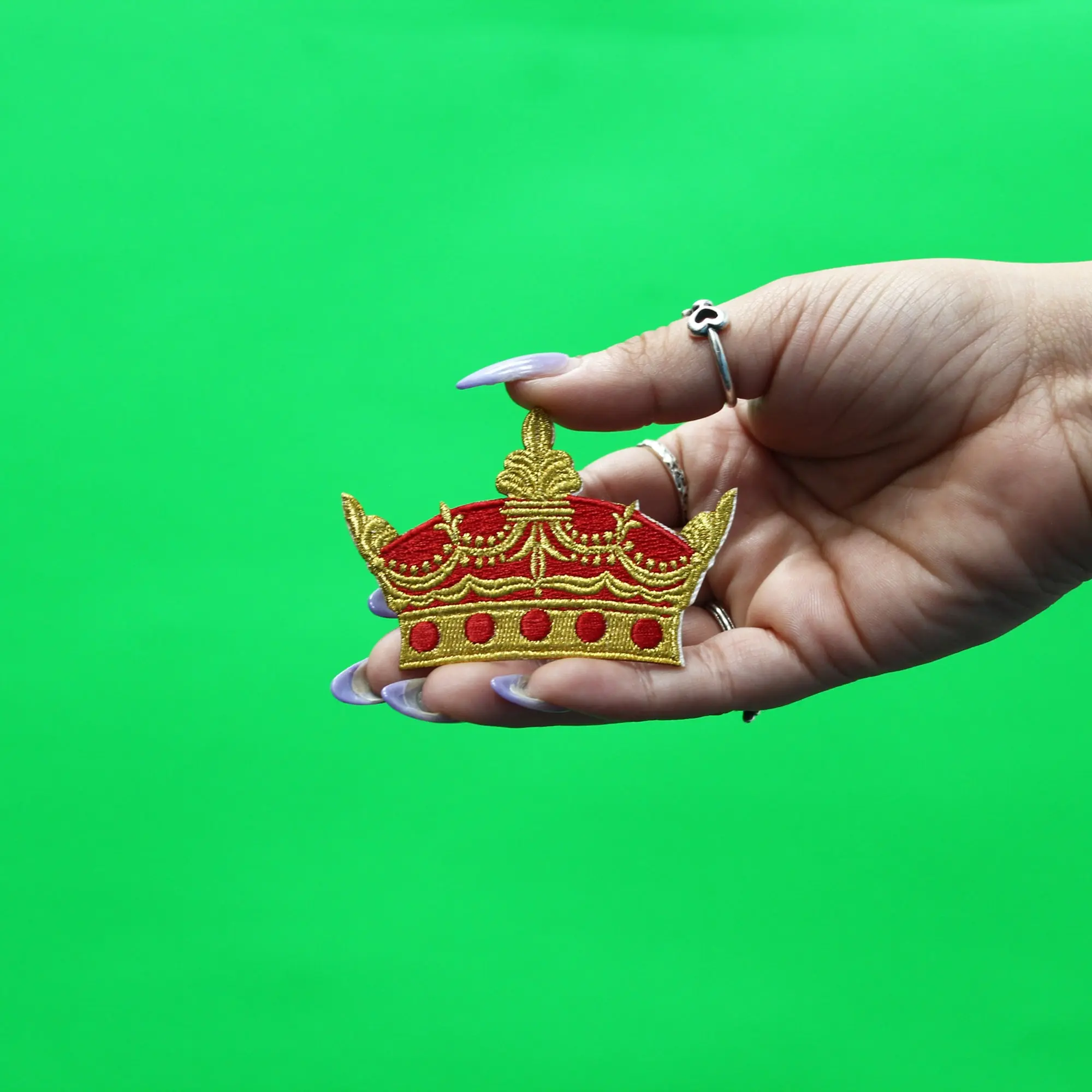 Royal Crown Metallic Embroidered Iron On Patch - Image 2