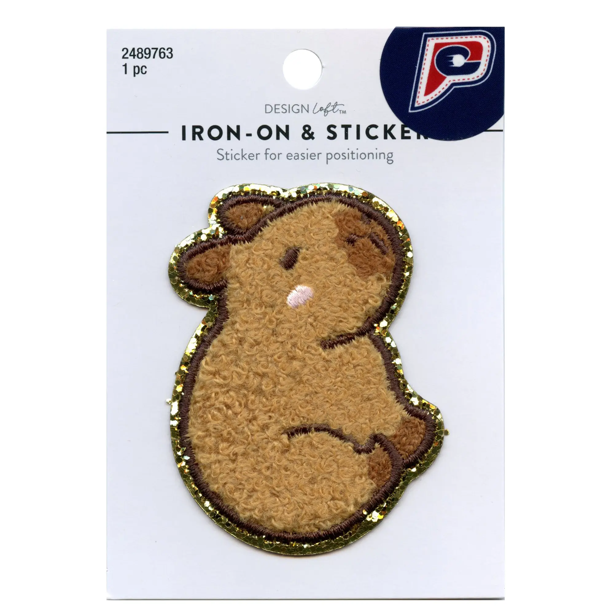 Cute Capybara Sitting Patch Blushing Glitter Mammal Chenille Iron On - Image 2
