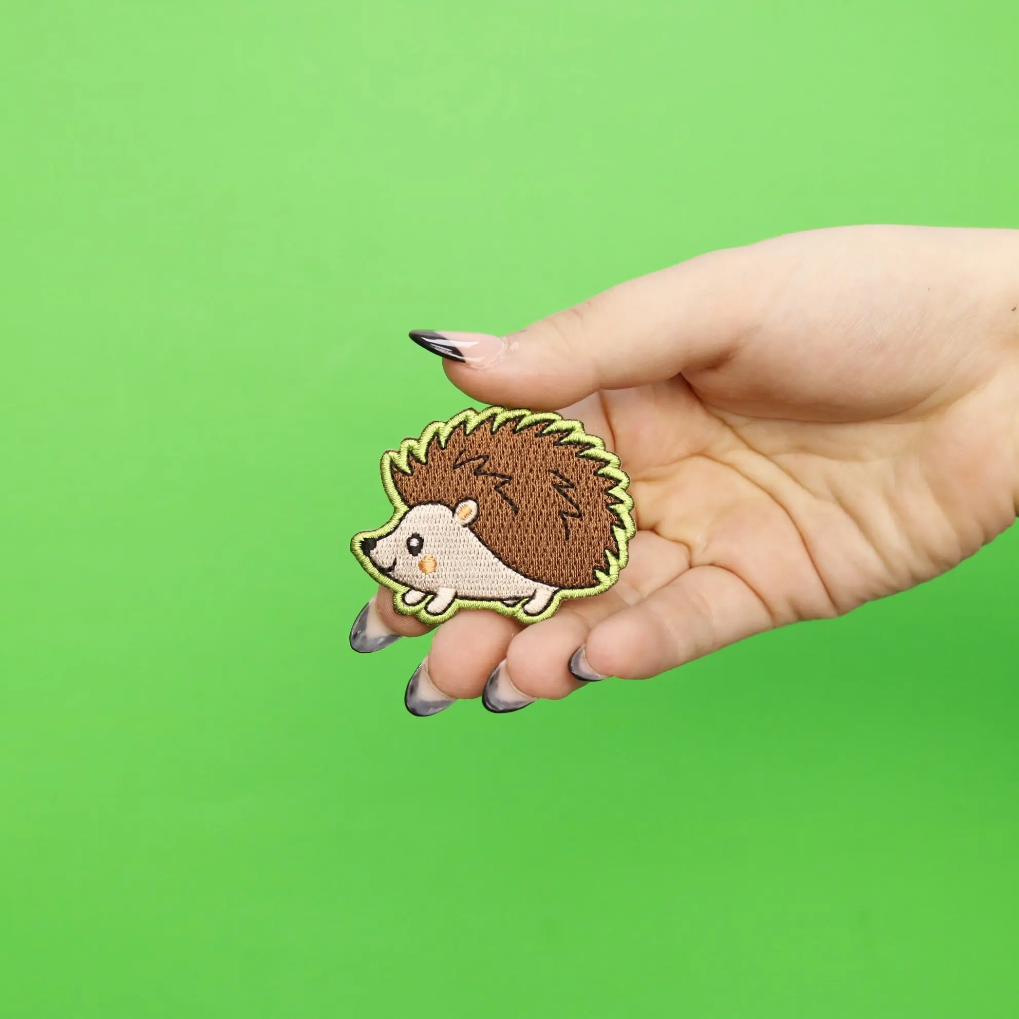 Cute Happy Hedgehog Embroidered Iron On Patch - Image 2