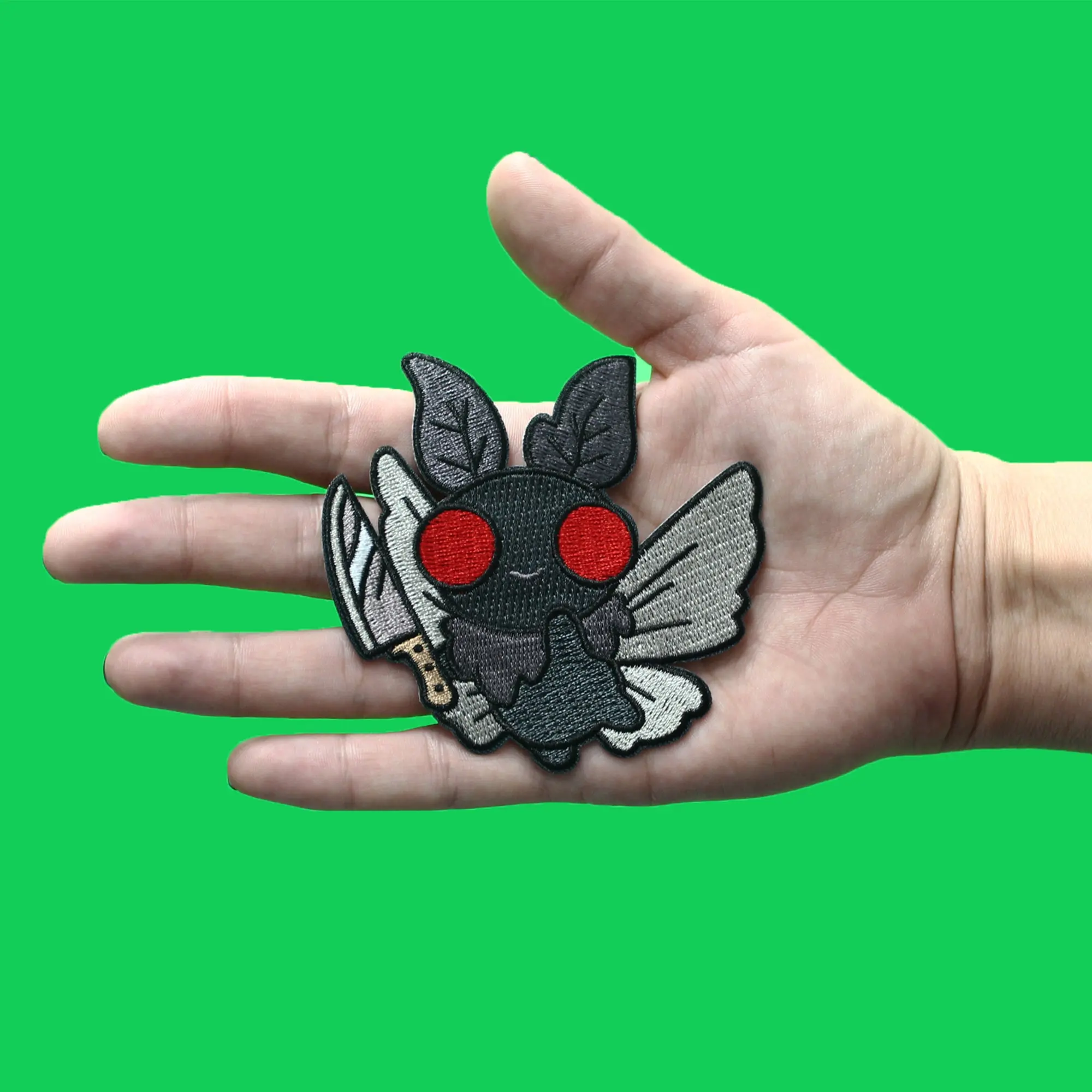 Cute Mothman With Knife Patch Folklore Mythology Legend Embroidered Iron On - Image 2