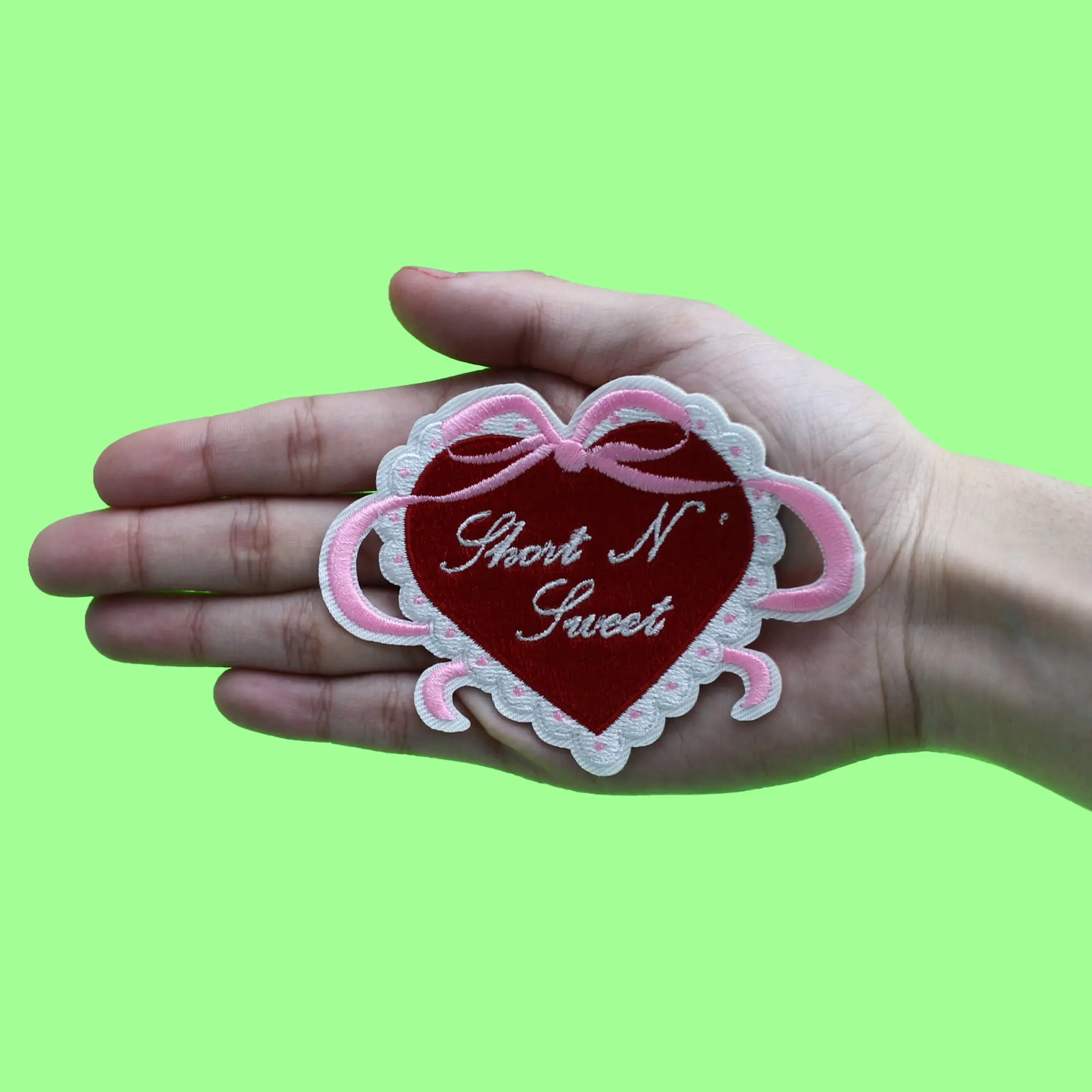 Cutesy Heart With Bow Patch Sweet Coquette Love Embroidered Iron On - Image 2