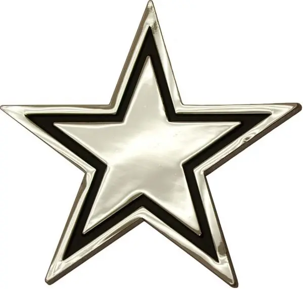 Dallas Cowboys Premium Solid Metal Star with Outline Car Auto Emblem