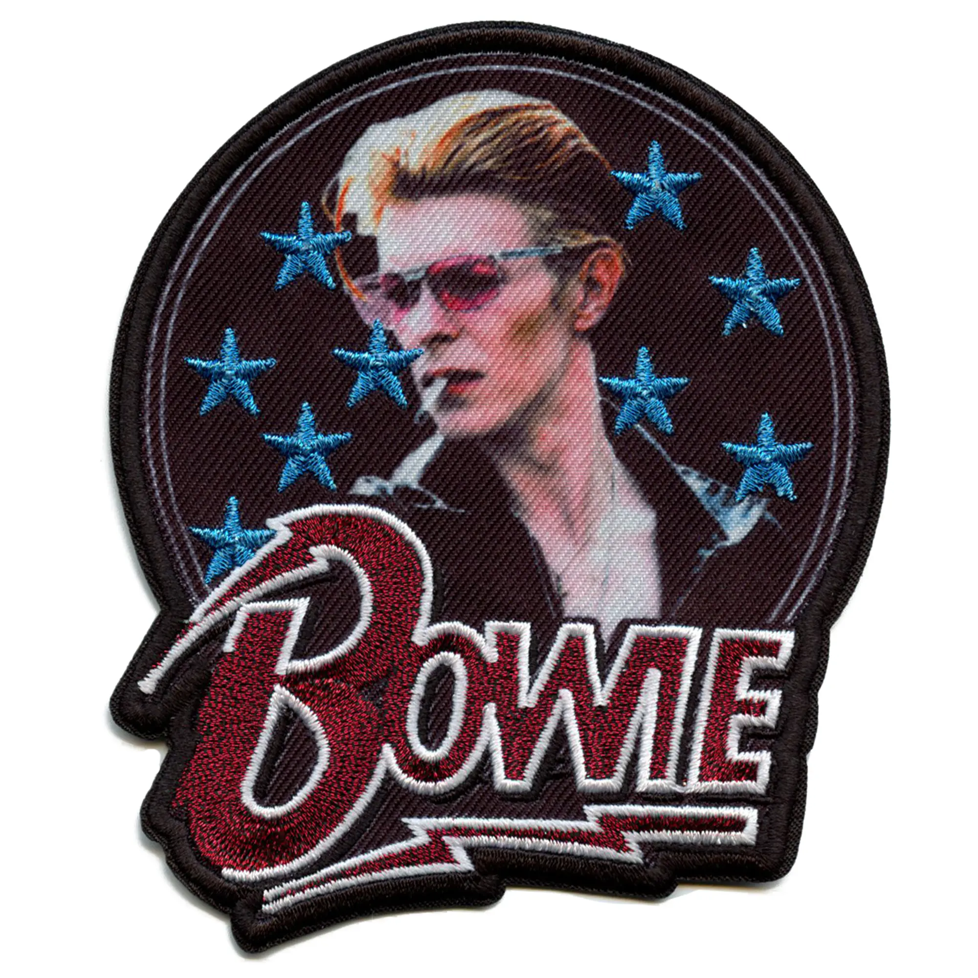 David Bowie Stars Patch Glitter Portrait Blot Embroidered Iron On