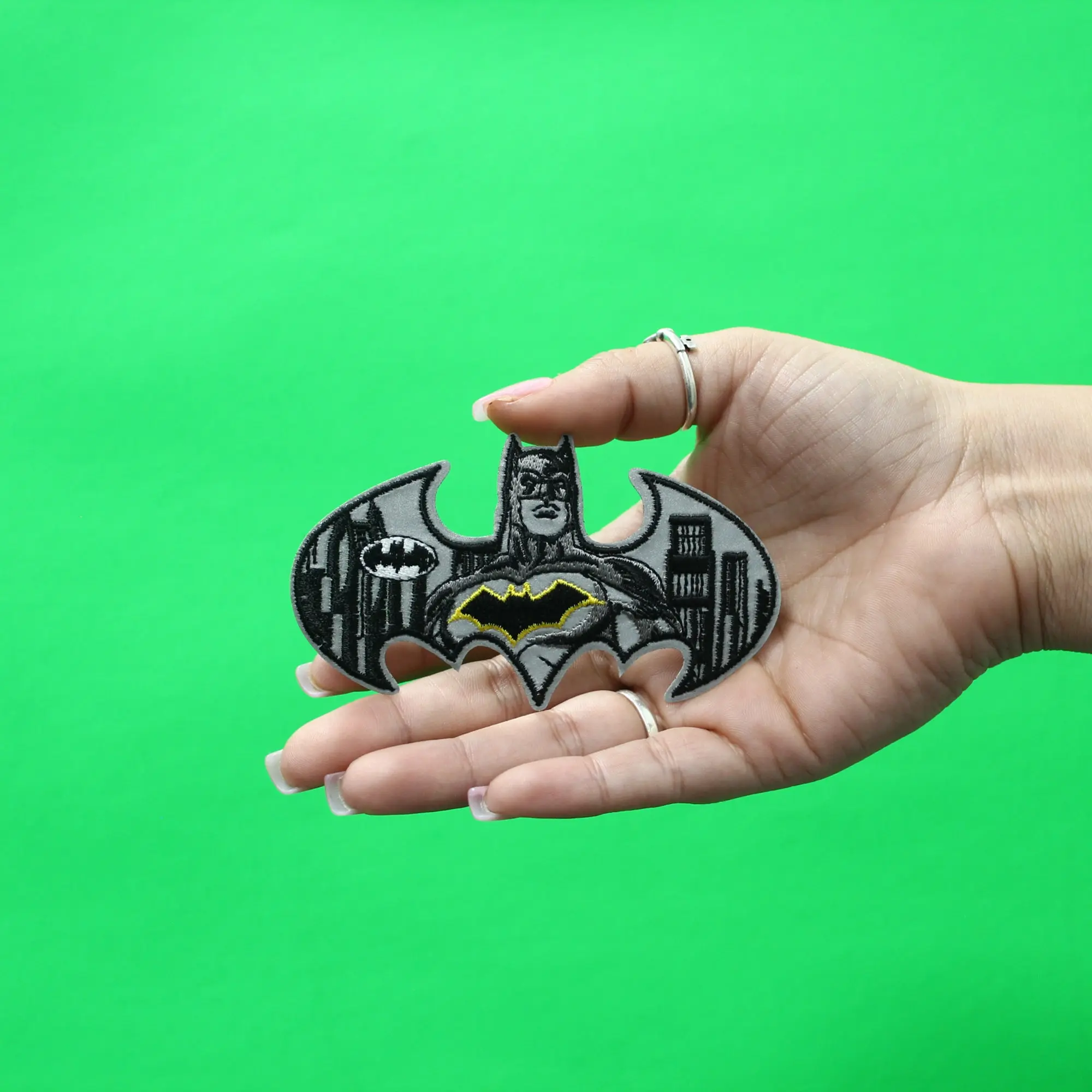 DC Comics Batman Grayscale Patch Hero Justice Dark Knight Embroidered Iron On - Image 2