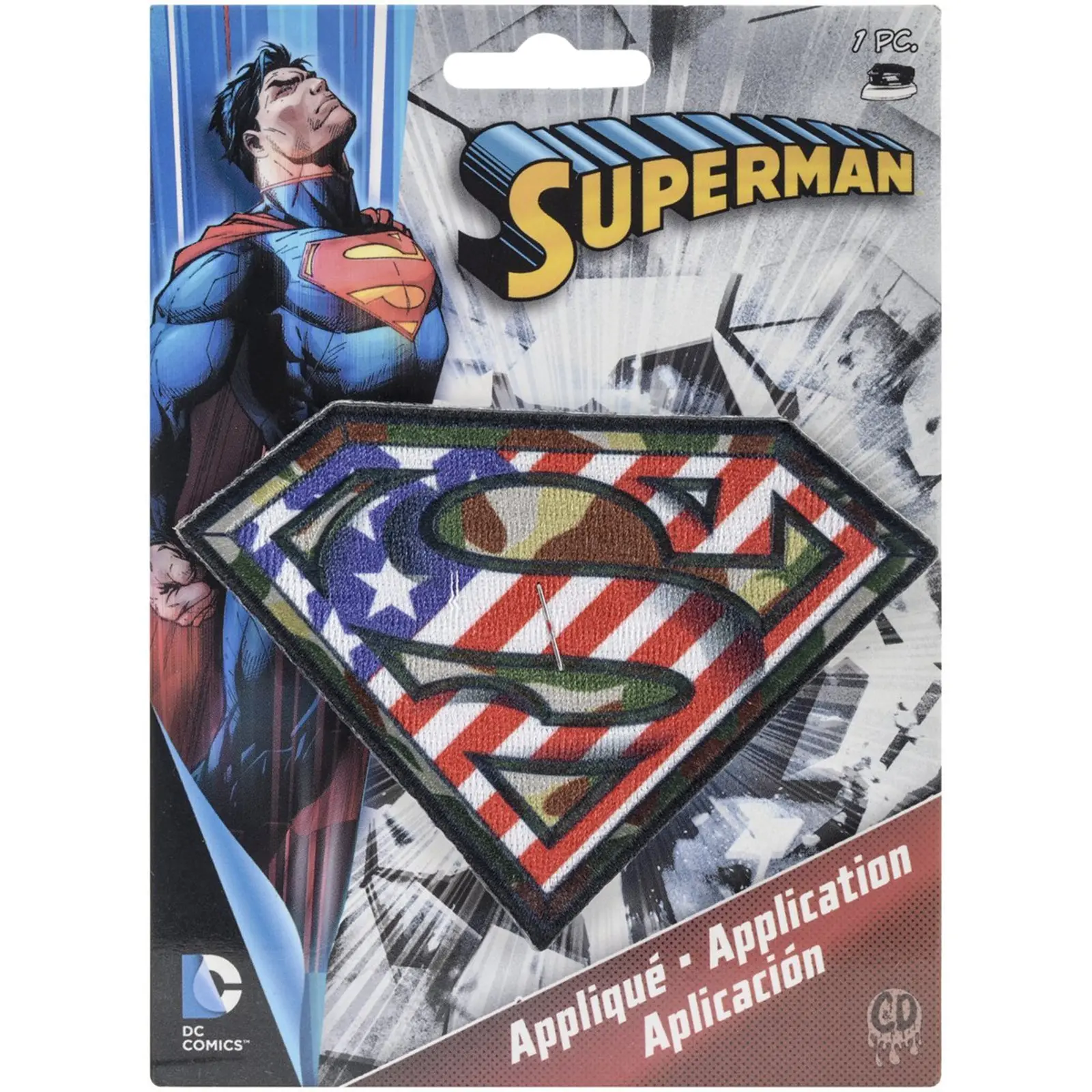 DC Comics Superman Logo iron on Applique Patch (Camouflage)