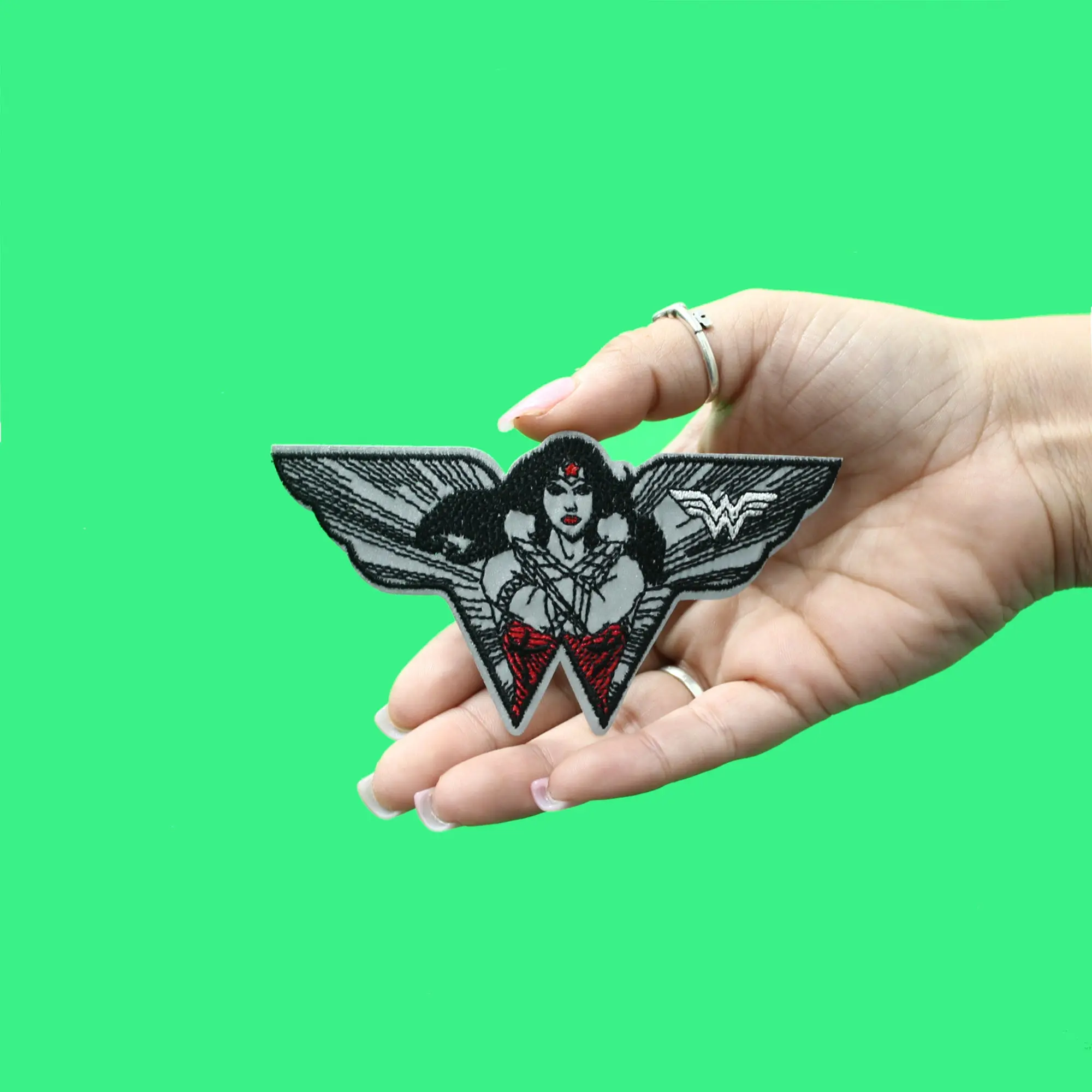 DC Comics Wonder Woman Grayscale Patch Hero Justice Embroidered Iron On - Image 2