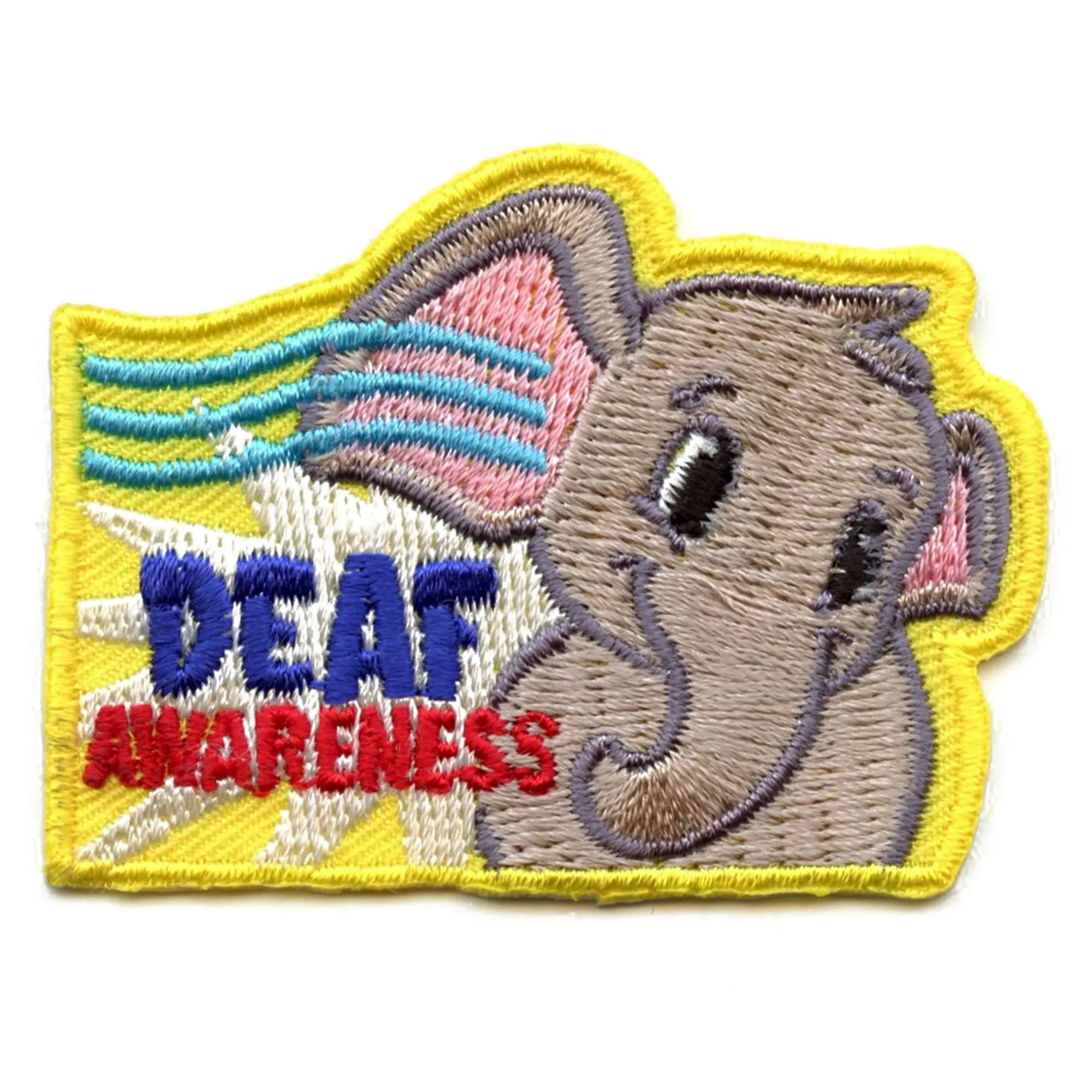 Deaf Awareness Patch Cute Elephant Embroidered Iron On