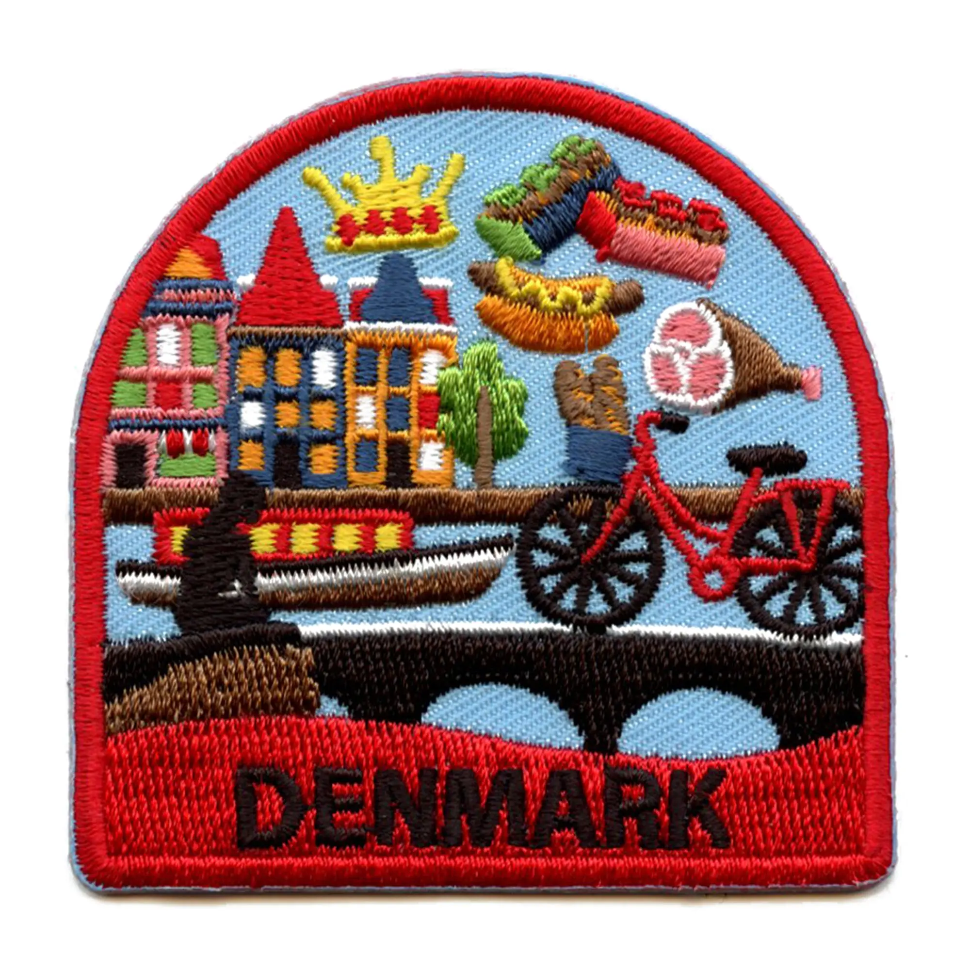 Denmark World Showcase Travel Patch Badge Scandinavian Embroidered Iron On
