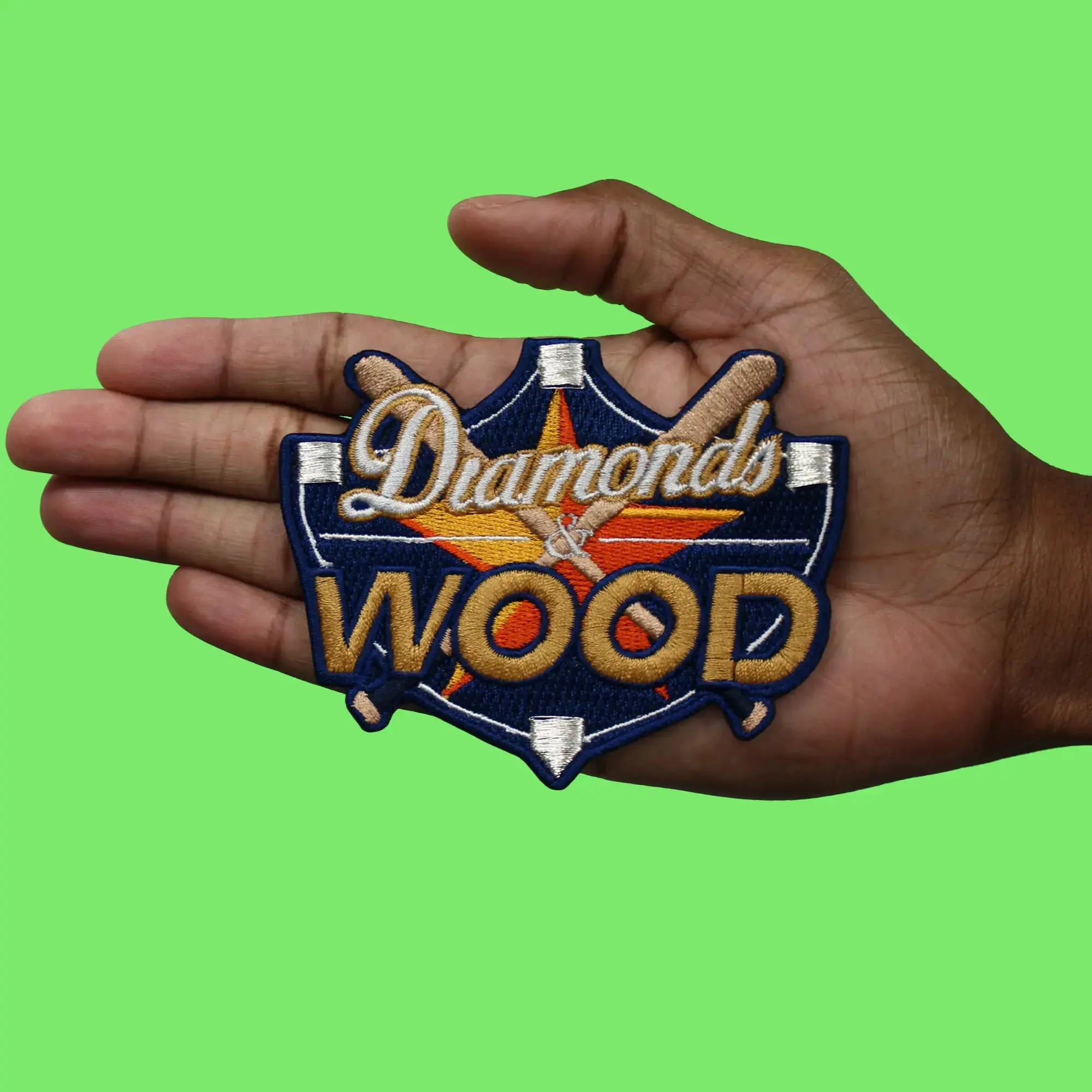 Diamonds And Wood Patch Houston Parody Culture Embroidered Iron On - Image 3