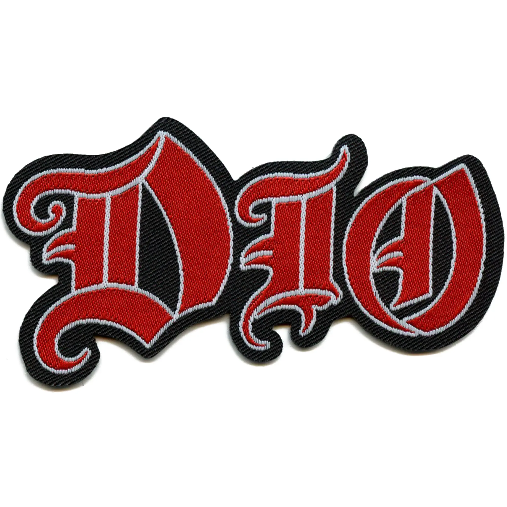 Dio Logo Cut Out Patch Metal Band Cursive Script Woven Sew On