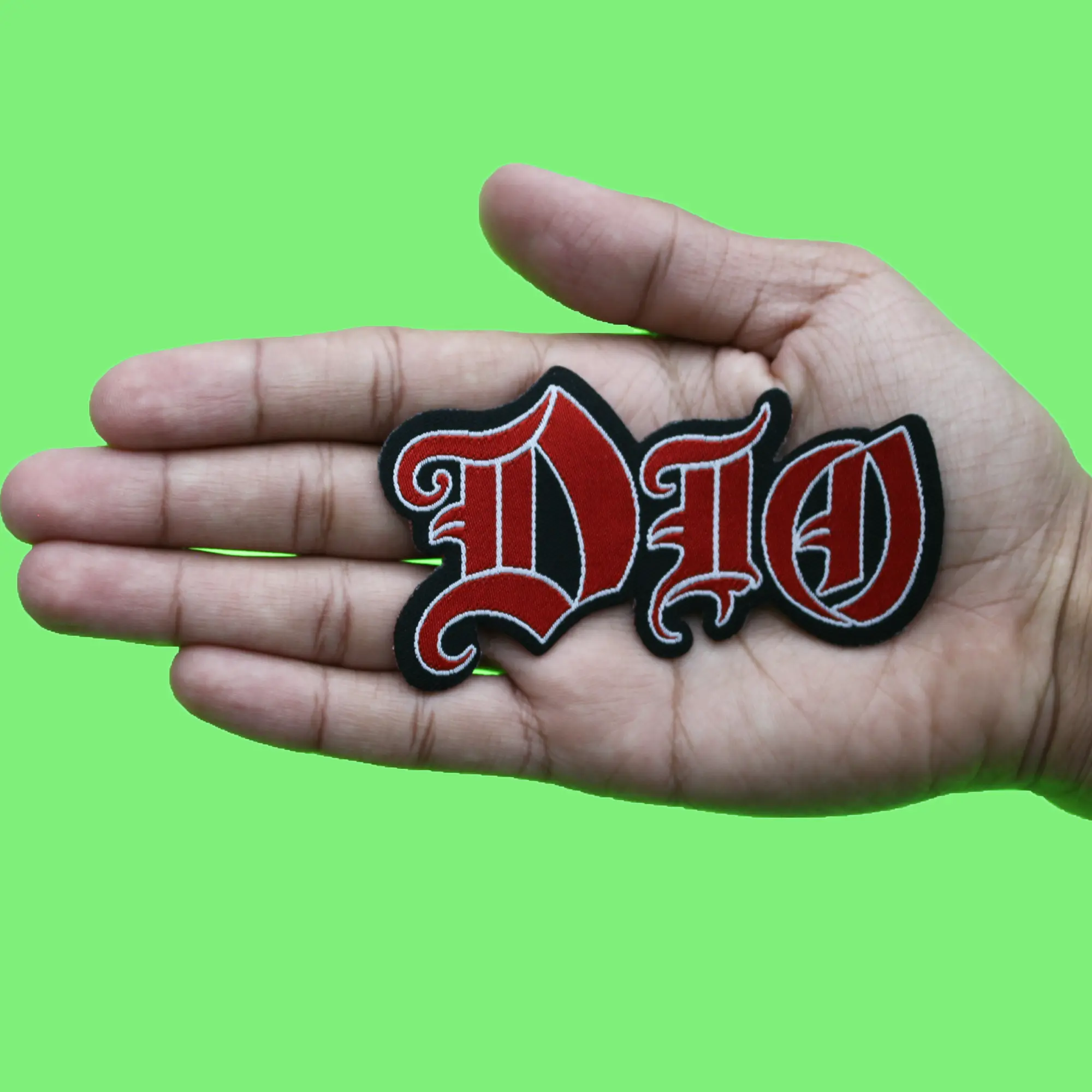 Dio Logo Cut Out Patch Metal Band Cursive Script Woven Sew On - Image 2