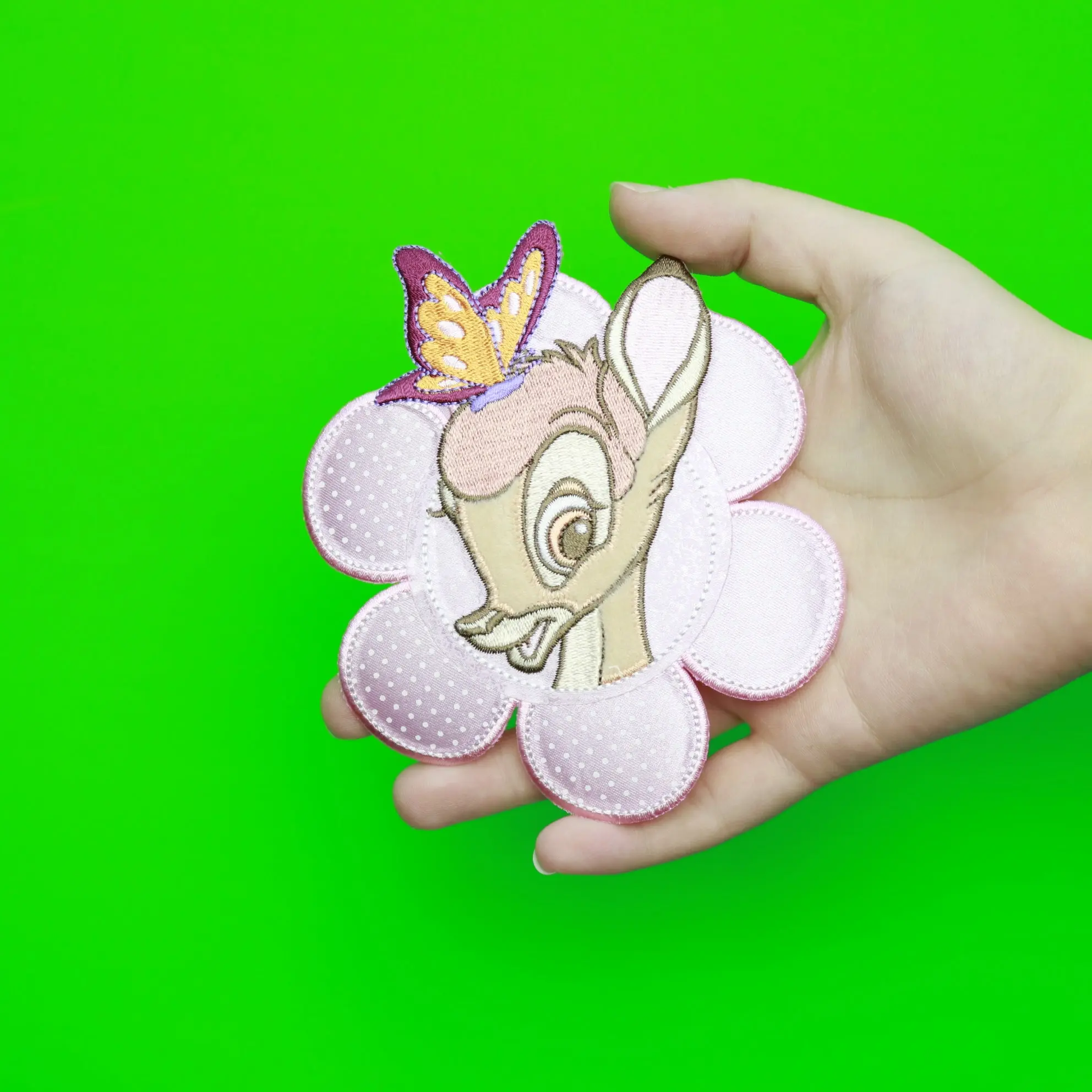 Disney Bambi With Butterfly In Flower Embroidered Applique Iron On Patch - Image 3